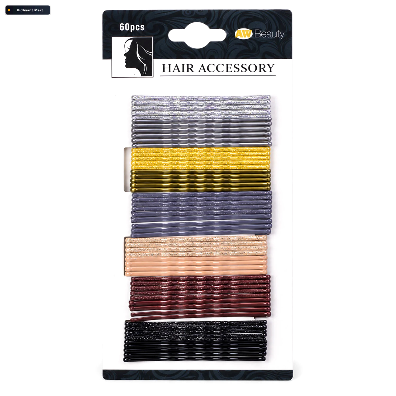 Vidhyant Mart Metal Hair Pins With Waved Grip And Rounded Tips F 3