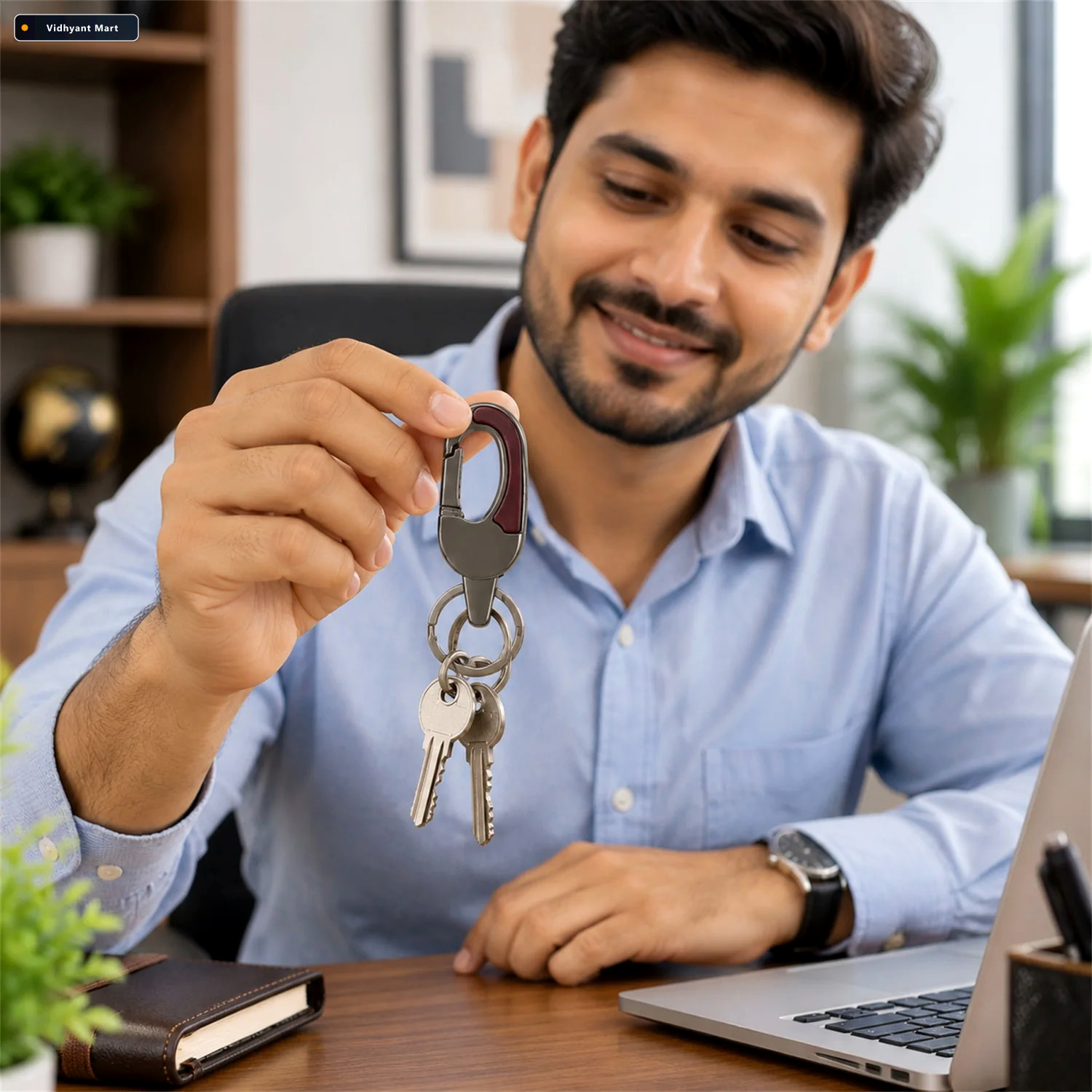 Vidhyant Mart Metal Key Holder Durable Dual Ring With Rotating S 3