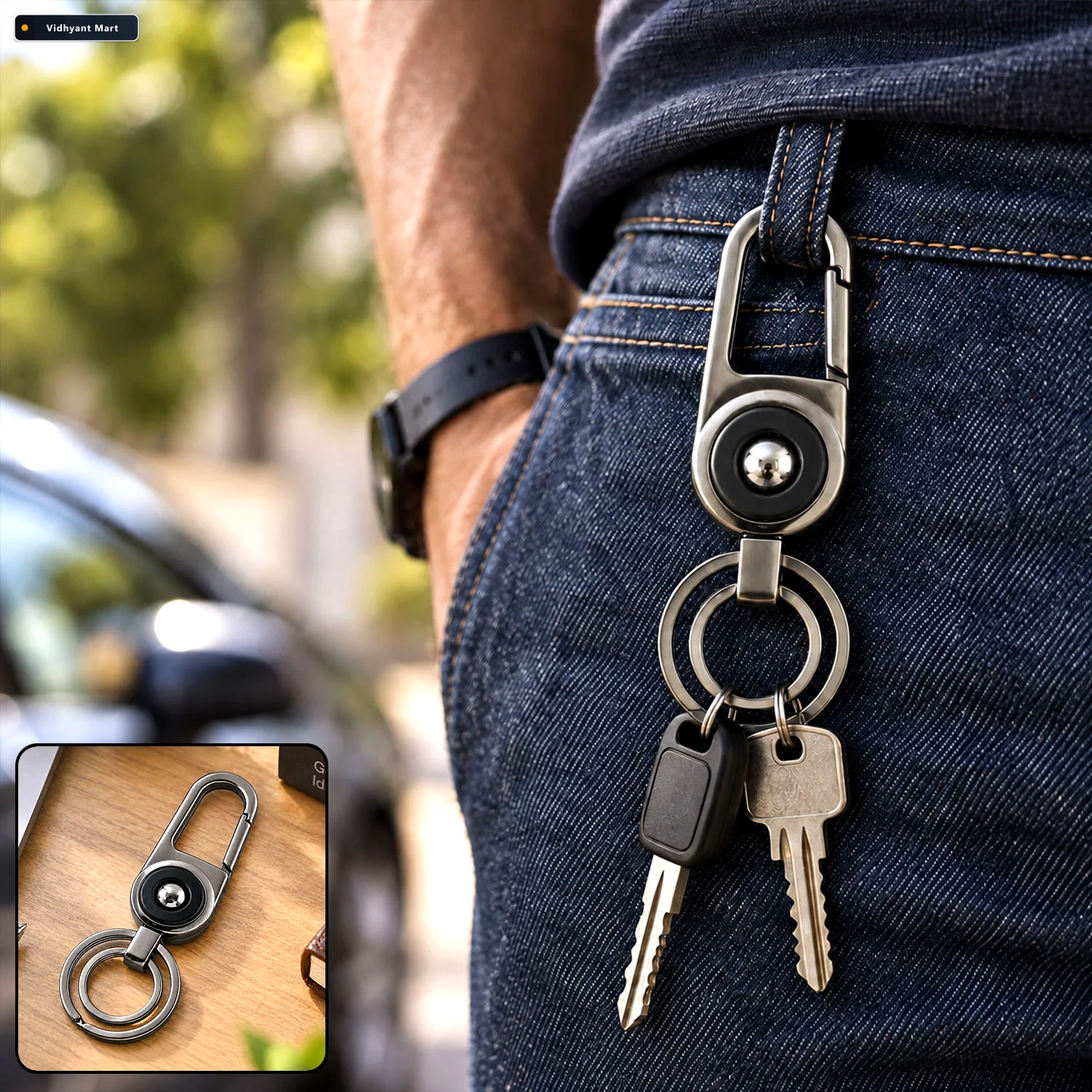 Vidhyant Mart Metal Keychain With Carabiner Durable Stylish Orga 1