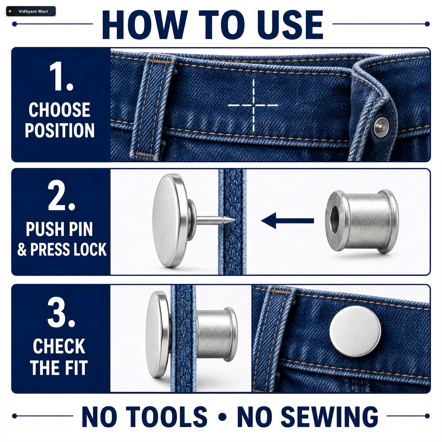 Vidhyant Mart Metal Magnetic Push Pin Button Clip For Clothes 3