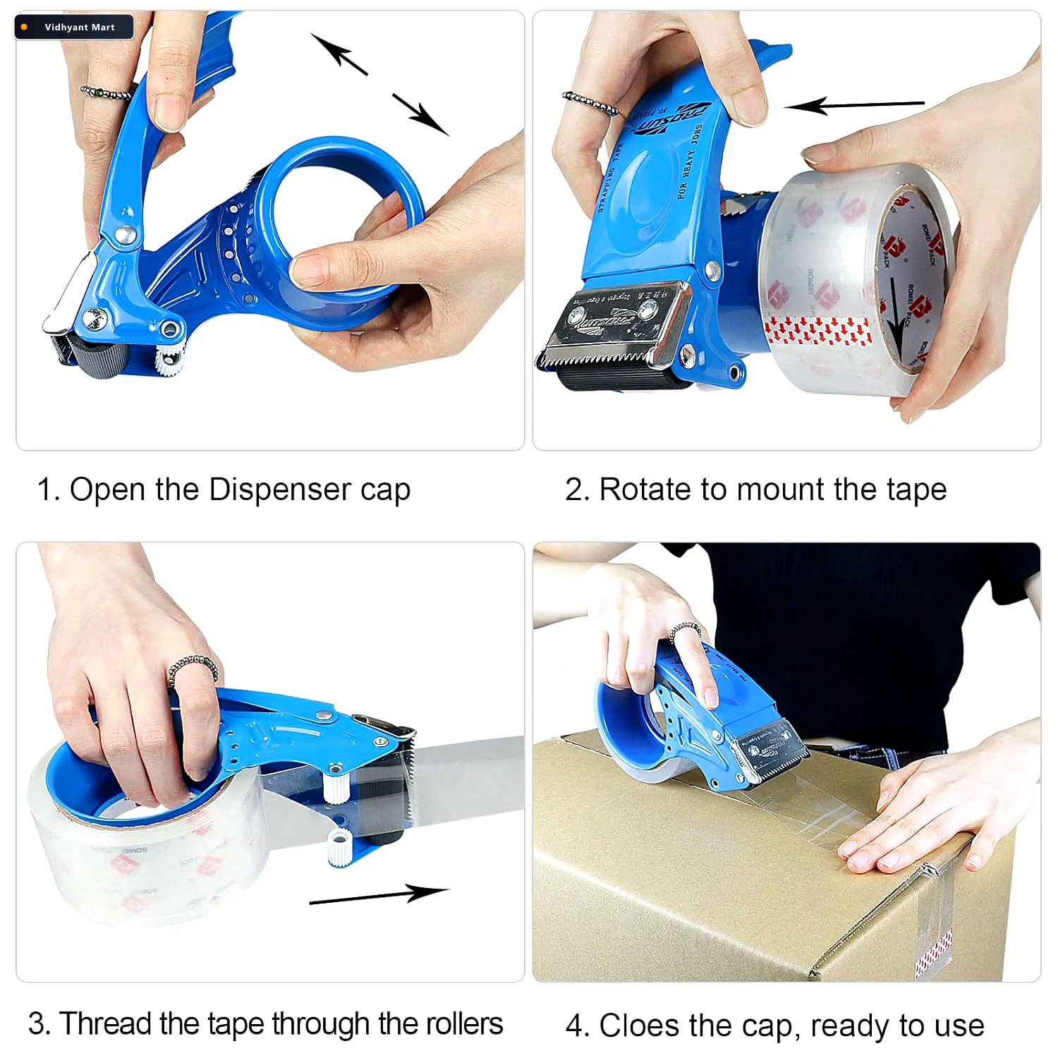 Vidhyant Mart Metal Packing Tape Dispenser Durable Ergonomic Vol 3