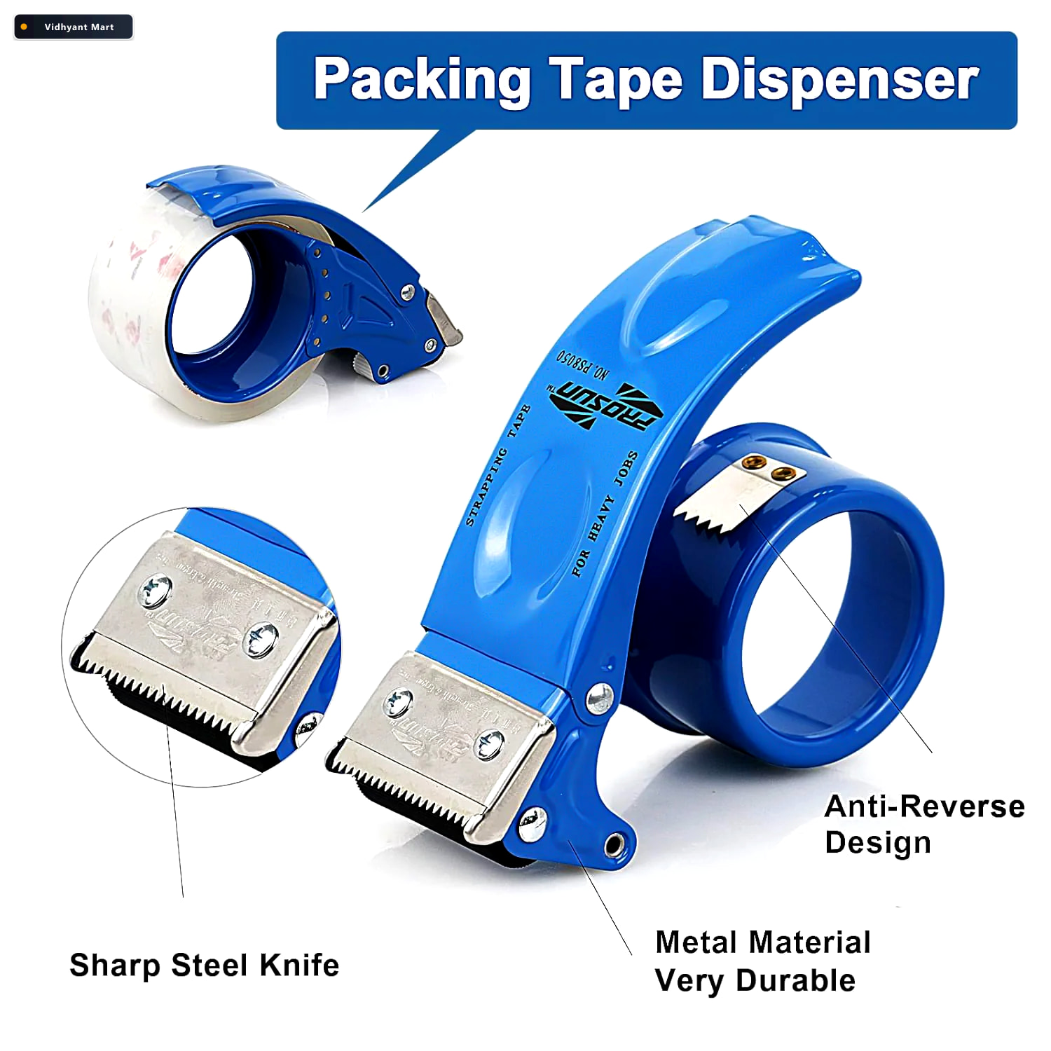 Vidhyant Mart Metal Packing Tape Dispenser Durable Ergonomic Vol 4