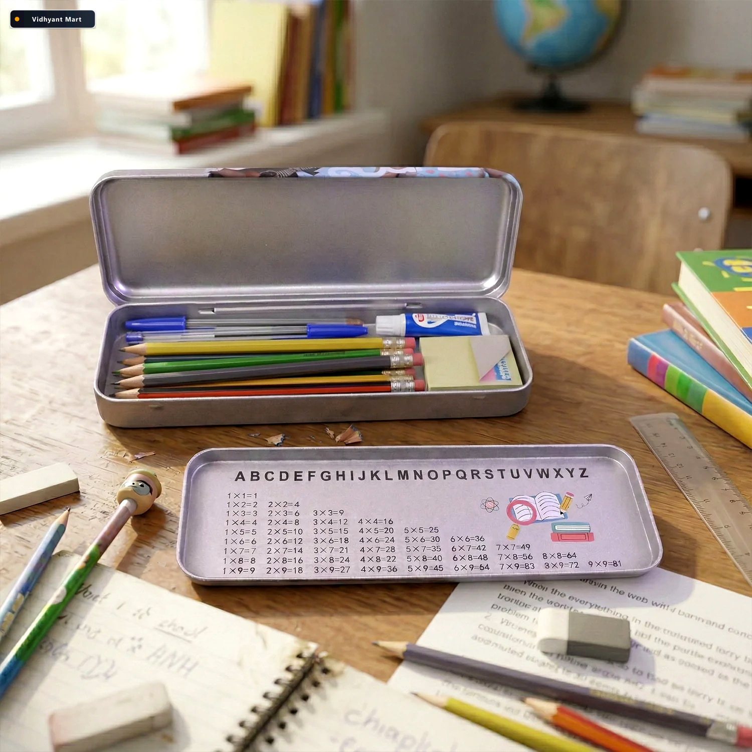 Vidhyant Mart Metal Pencil Box Stylish Durable Stationery Organi 2