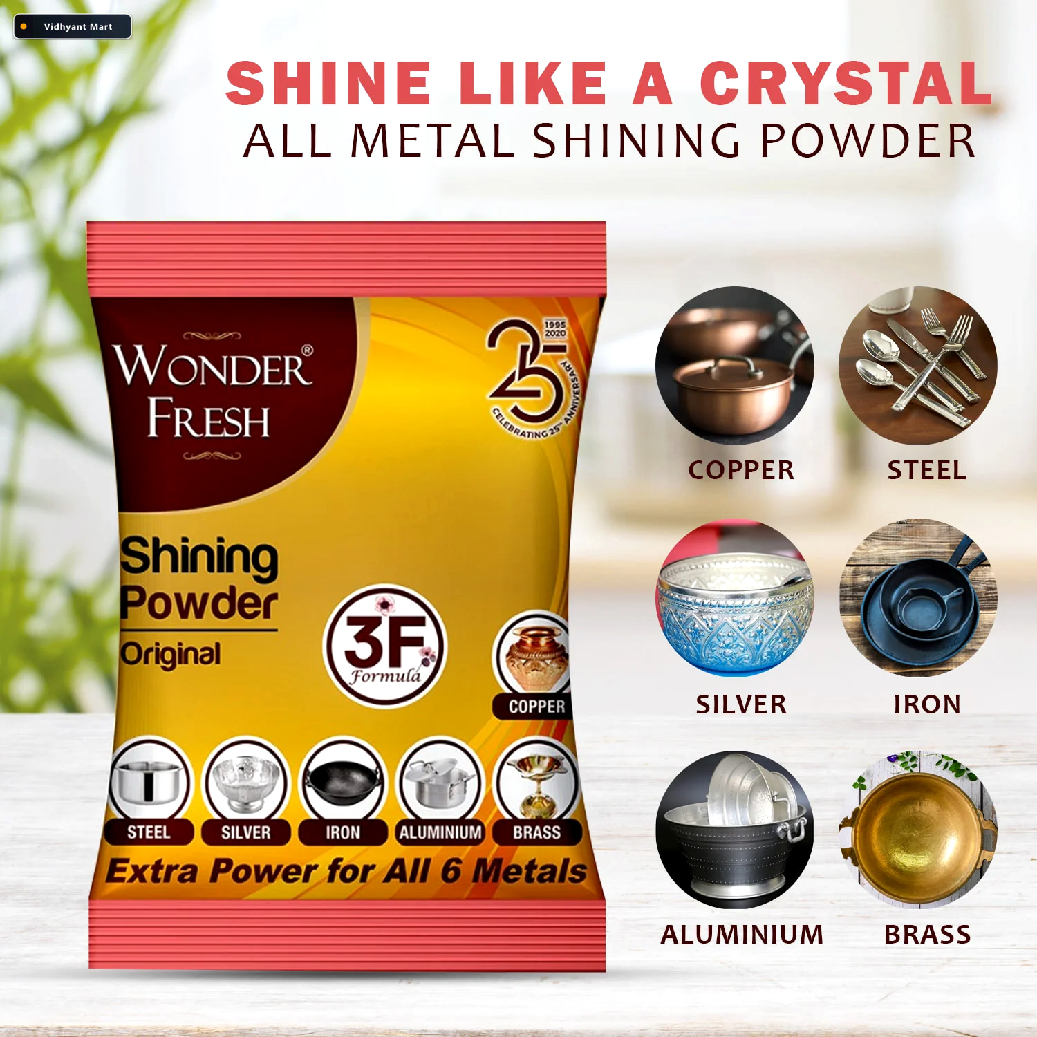 Vidhyant Mart Metal Polishing Powder Multi Metal Cleaner Shine W 3