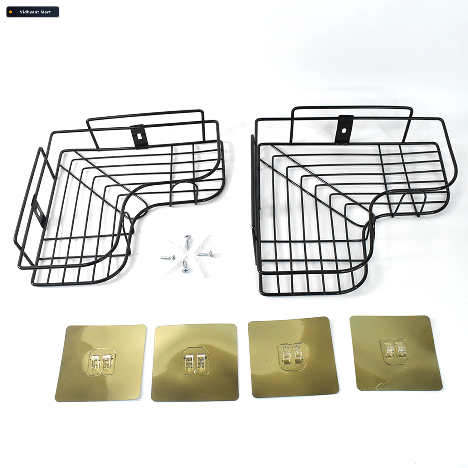 Vidhyant Mart Metal Shower Shelf 2 Pack Rustproof No Drill Corne 4