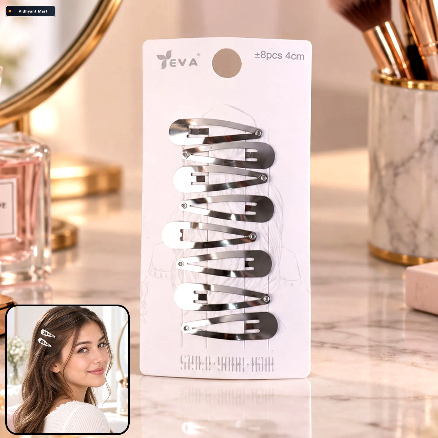 Vidhyant Mart Metal Snap Hair Clips Set 4 Cm For Women And Girls 1