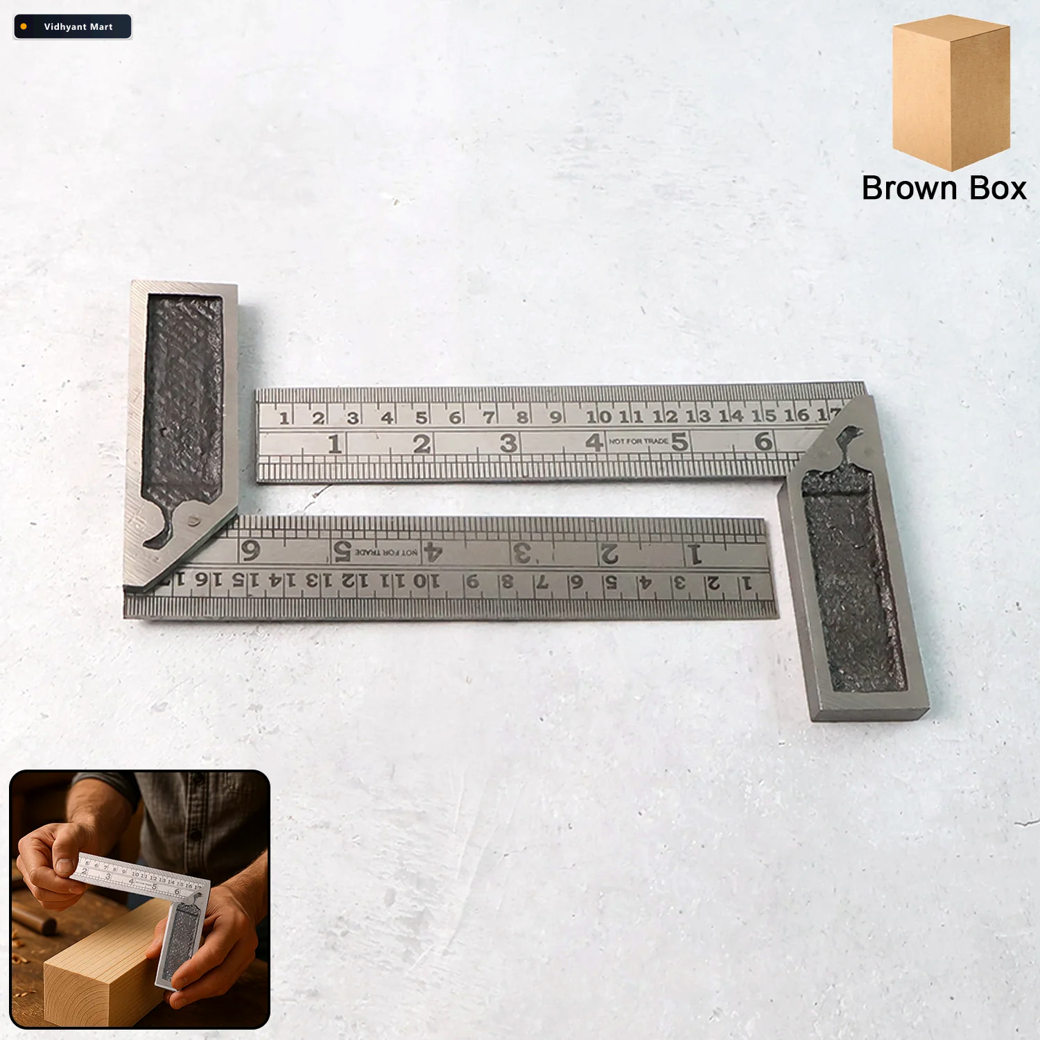 Vidhyant Mart Metal Try Square Ruler Set Durable 2 Piece Precisi 1