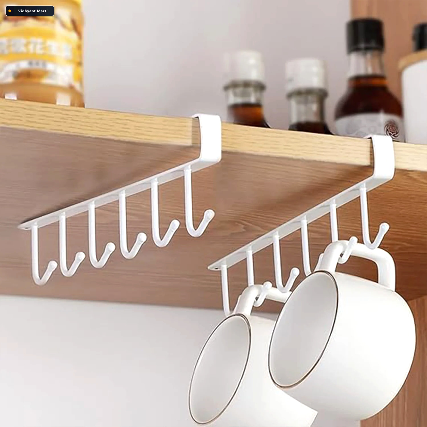 Vidhyant Mart Metal Under Shelf Storage Rack 6 Hooks For Easy Or 2