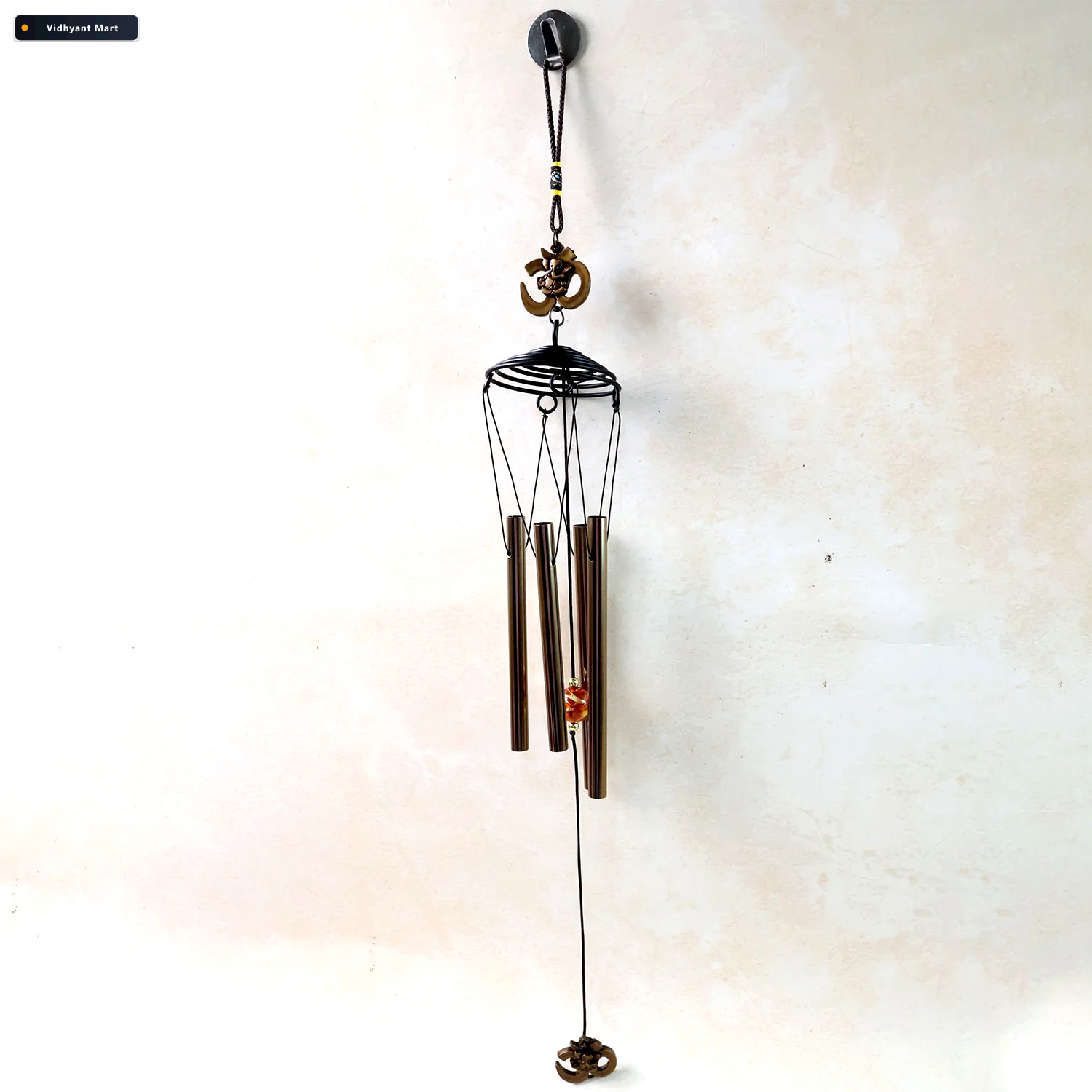 Vidhyant Mart Metal Wind Chime With Om Symbol Peaceful Spiritual 2