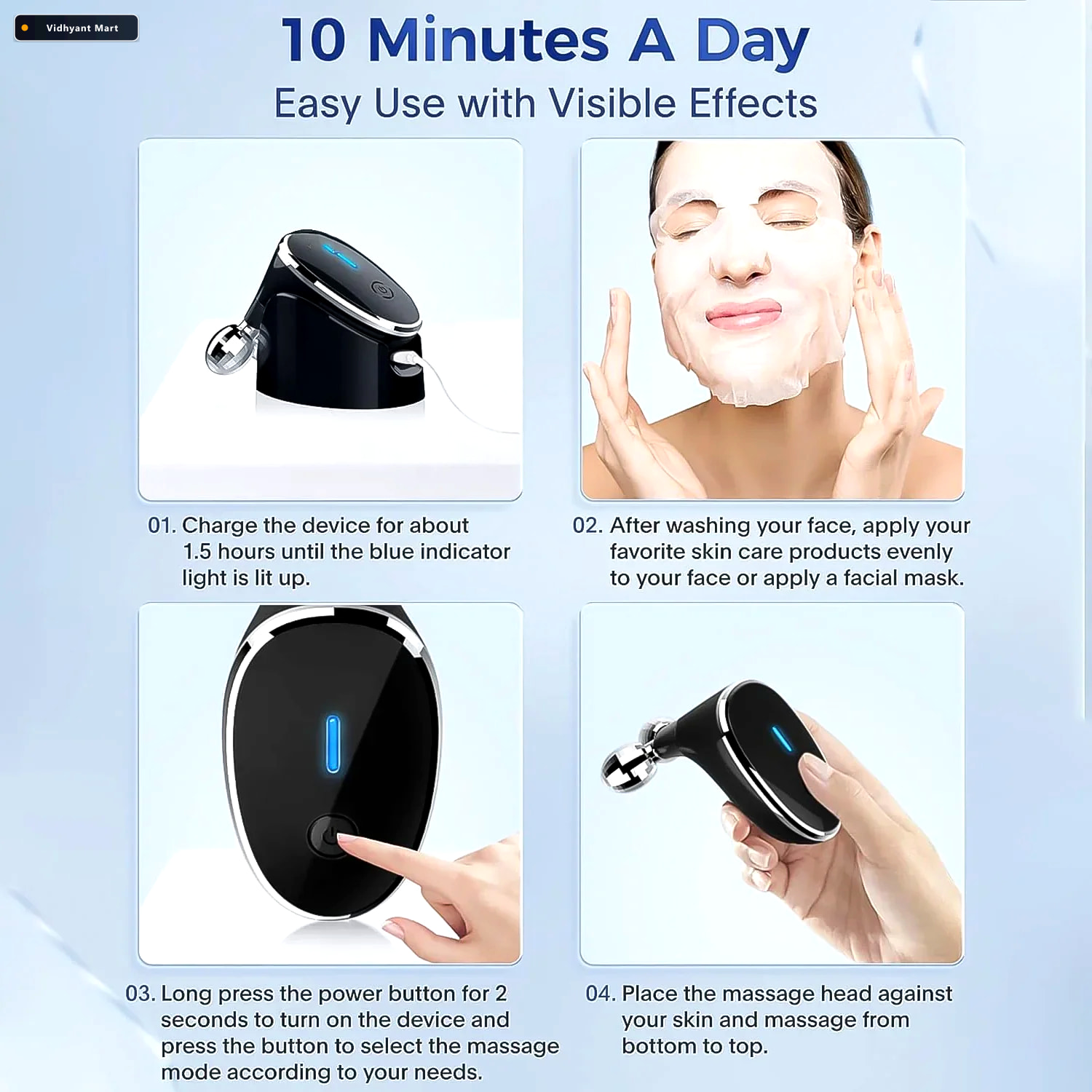 Vidhyant Mart Microcurrent Face Massager Skin Tightening Wrinkle 3