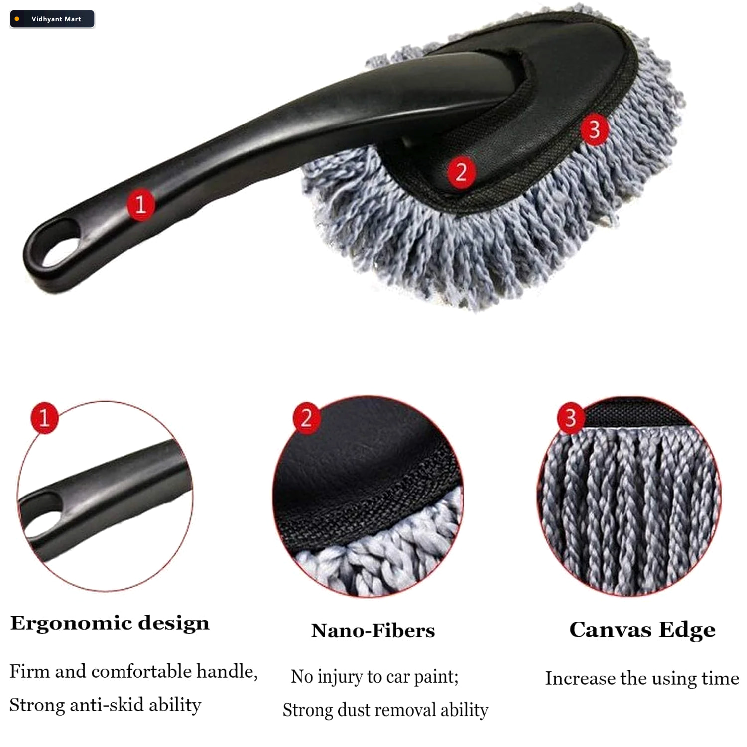 Vidhyant Mart Microfiber Car Wash Brush Streak Free Cleaning Vel 4