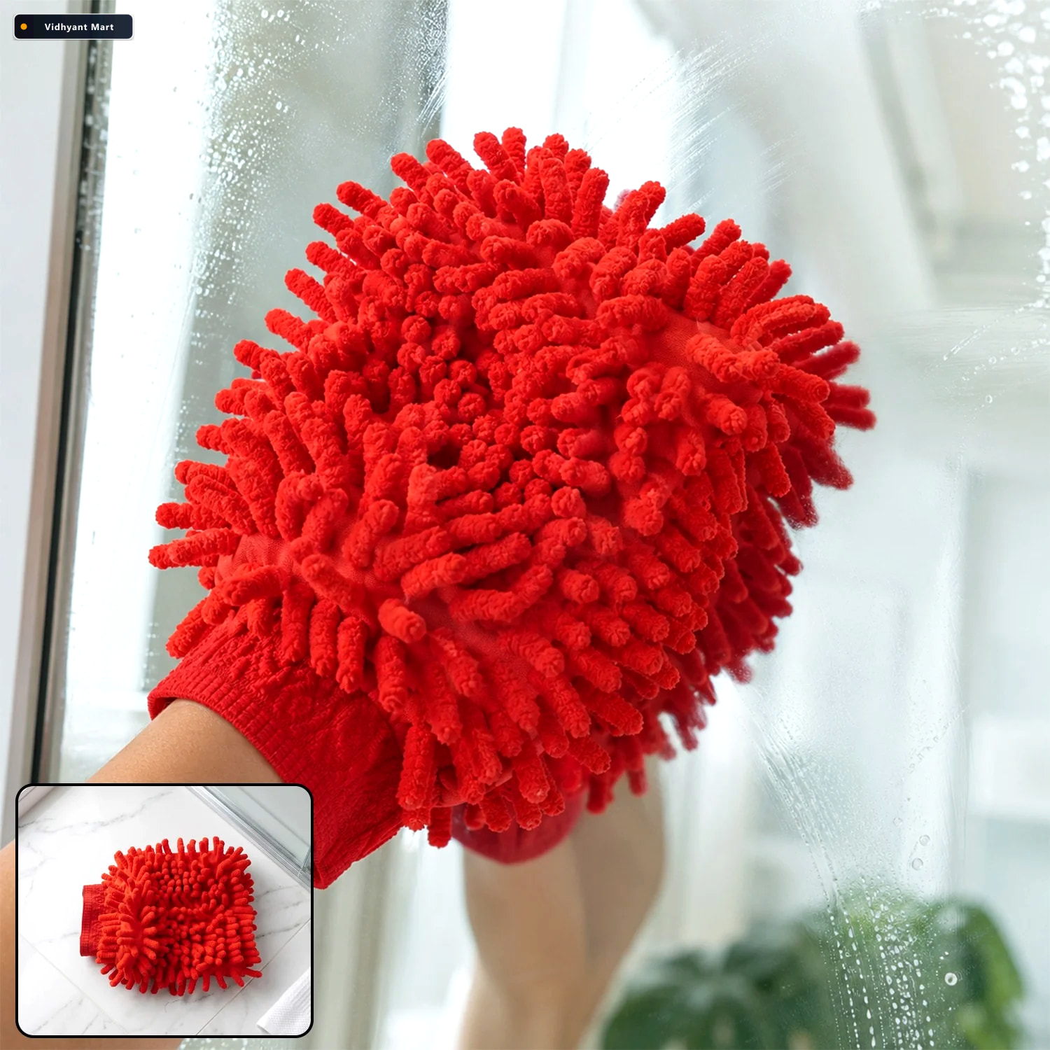 Vidhyant Mart Microfiber Chenille Wash Glove For Mirror Cleaning 1