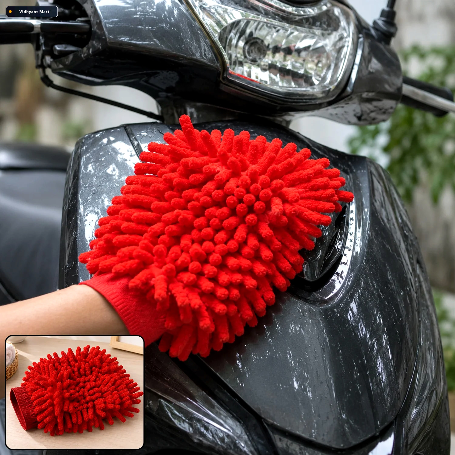 Vidhyant Mart Microfiber Chenille Wash Glove For Scooty Cleaning 1