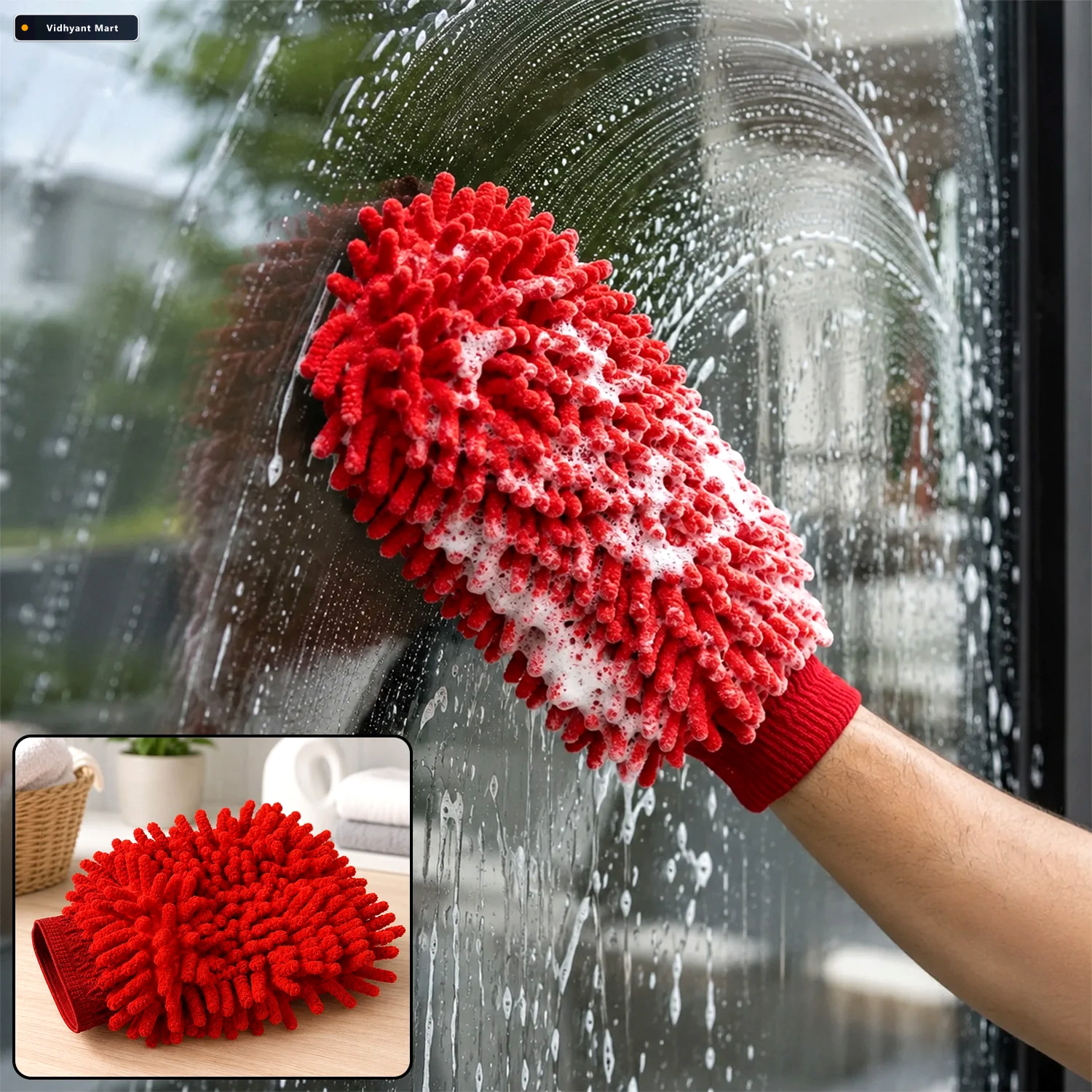 Vidhyant Mart Microfiber Chenille Wash Glove For Window Cleaning 1