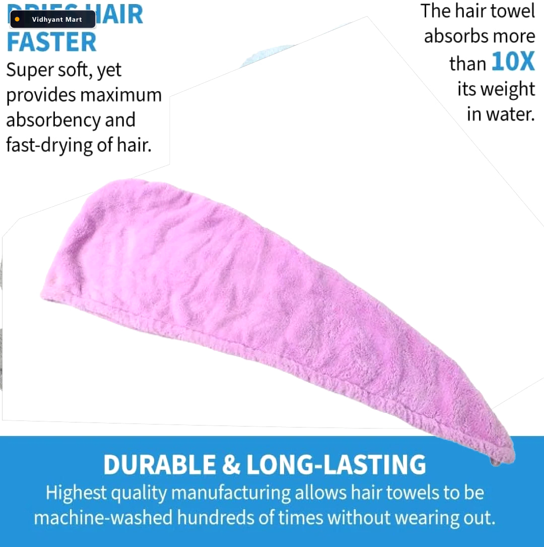Vidhyant Mart Microfiber Hair Drying Towel Super Absorbent Quick 3