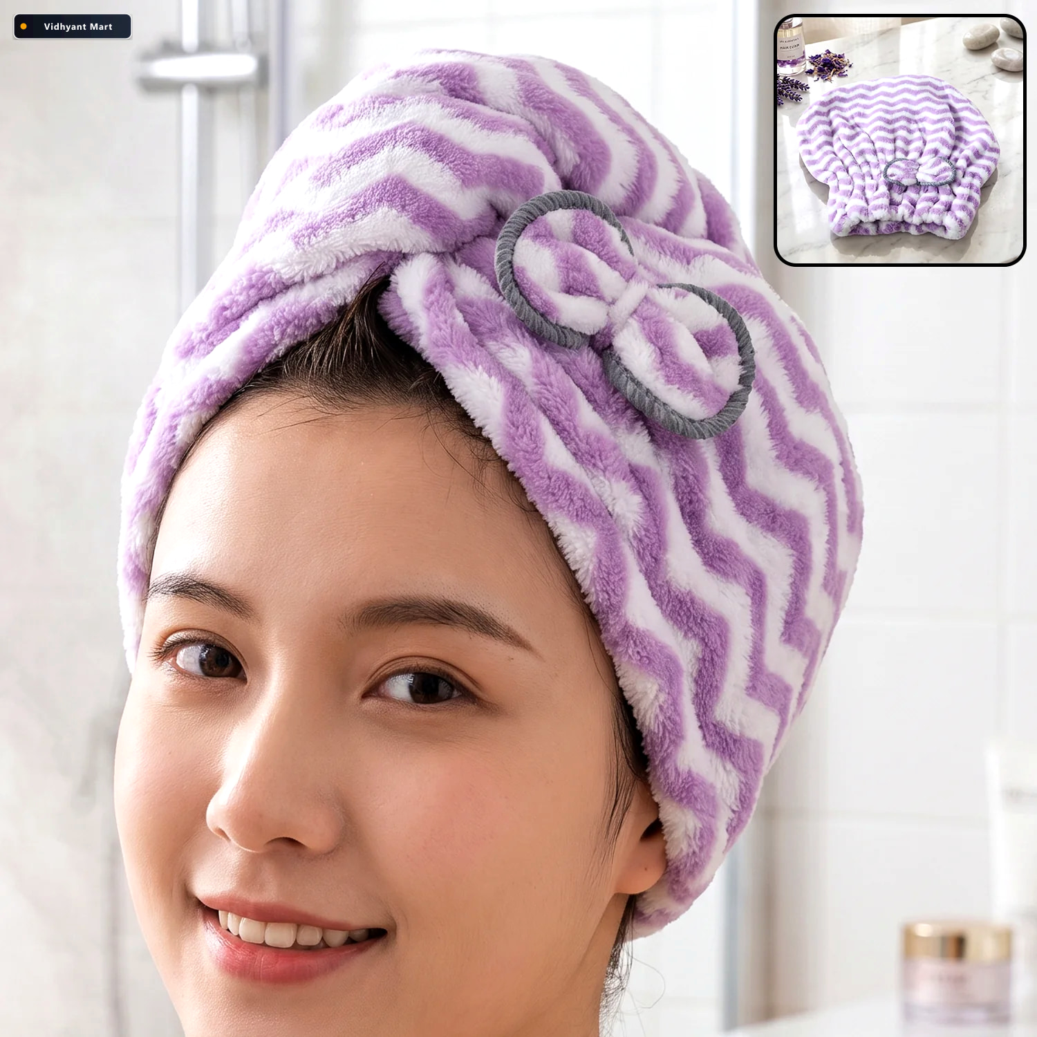 Vidhyant Mart Microfiber Quick Dry Hair Towel Wrap Cap For Women 1