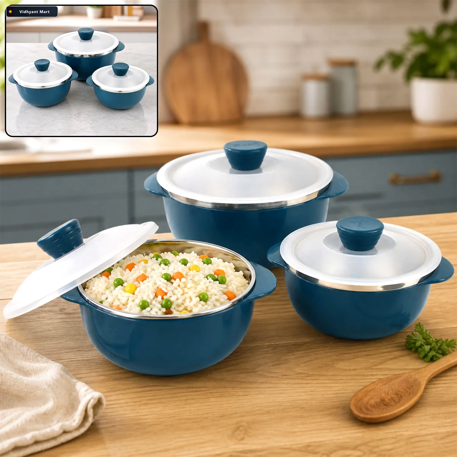 Vidhyant Mart Microwave Safe Serving Bowl Set Durable 3 Piece Ne 1