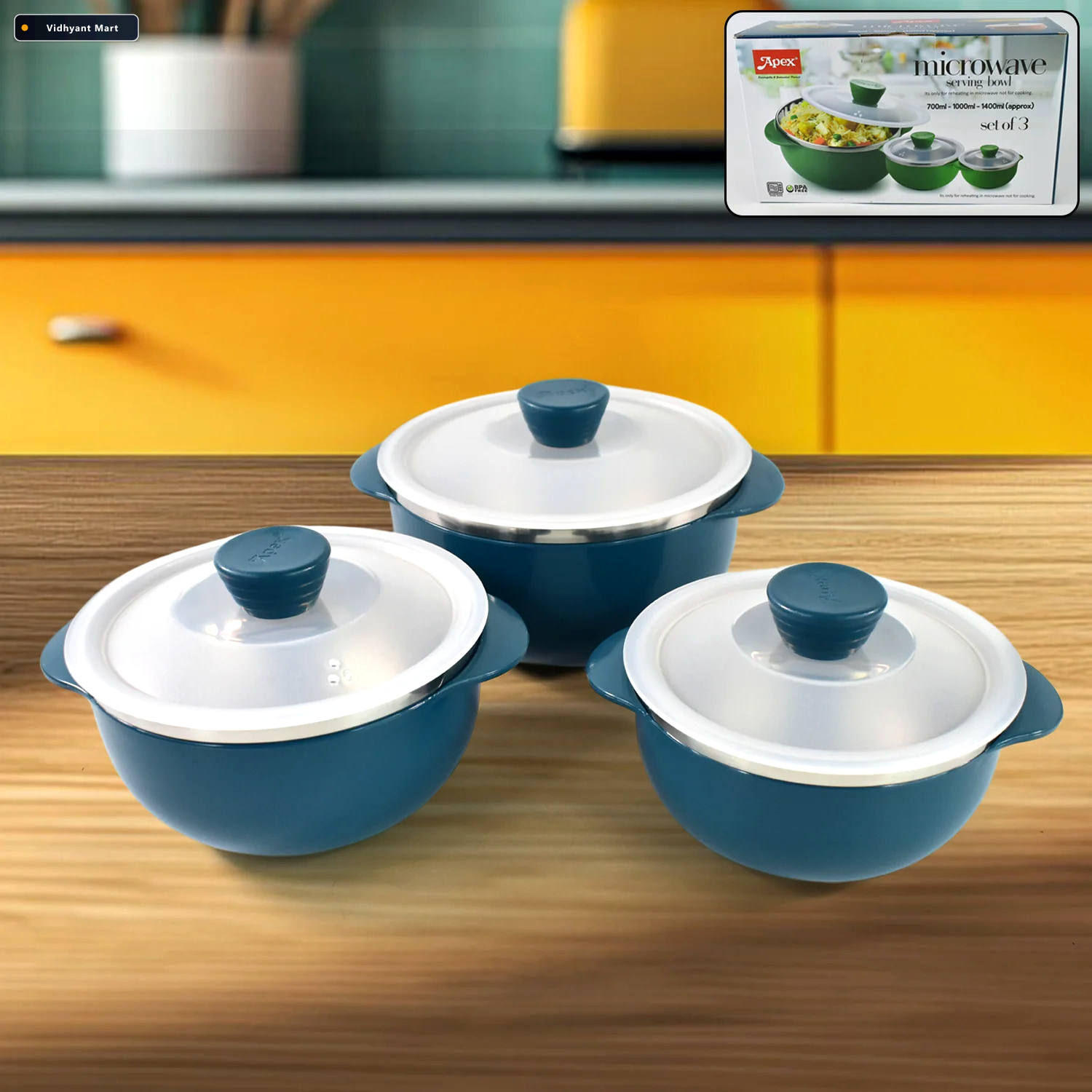Vidhyant Mart Microwave Safe Serving Bowl Set Durable 3 Piece Ne 2