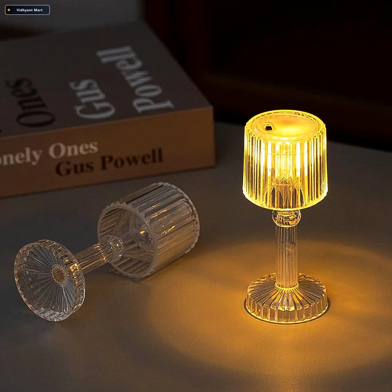 Vidhyant Mart Mini Acrylic Led Desk Lamp Crystal Design Portable 2