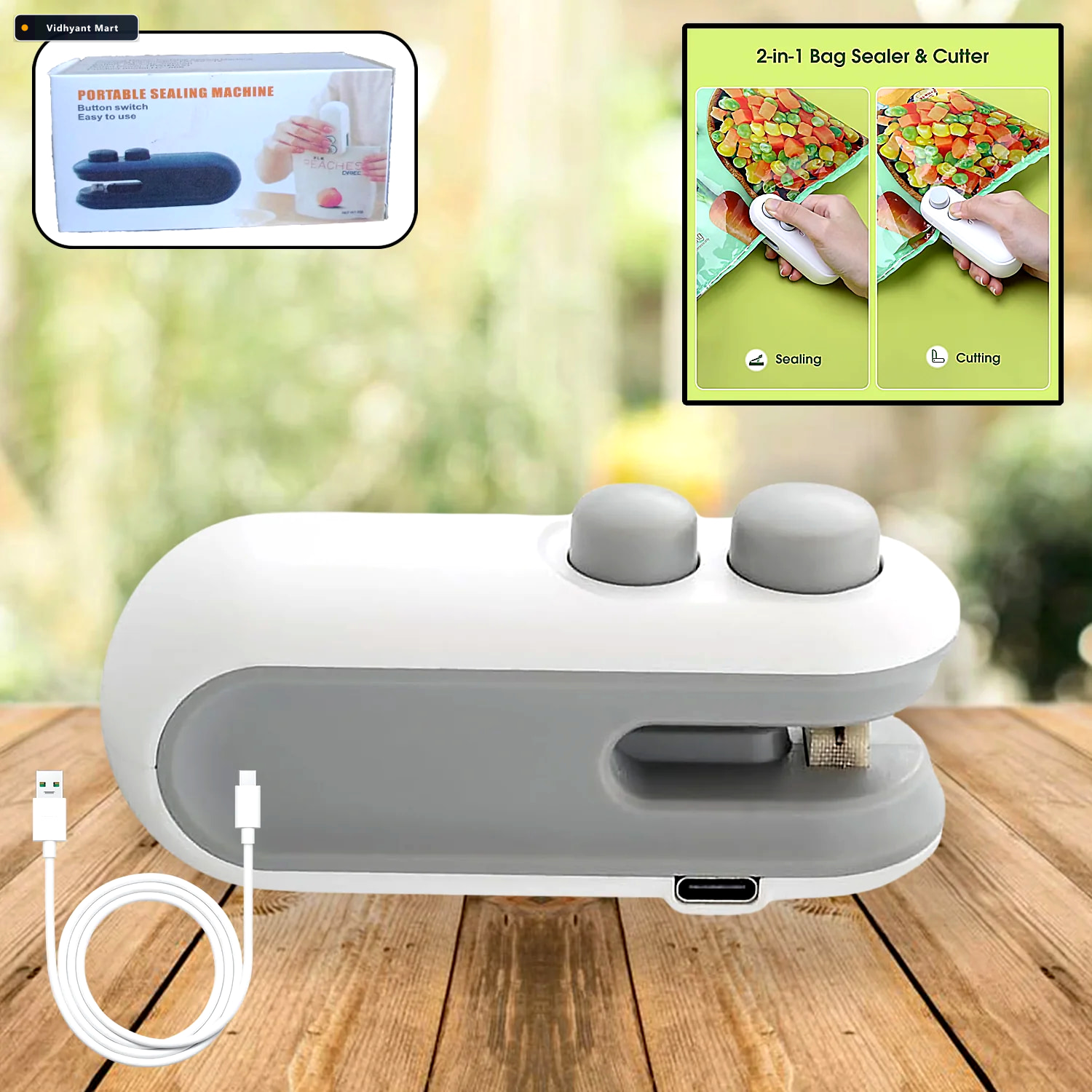 Vidhyant Mart Mini Bag Sealer 2 In 1 Portable Heat Seal Cutter C 2