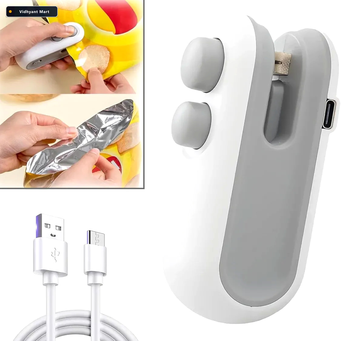 Vidhyant Mart Mini Bag Sealer 2 In 1 Portable Heat Seal Cutter C 3