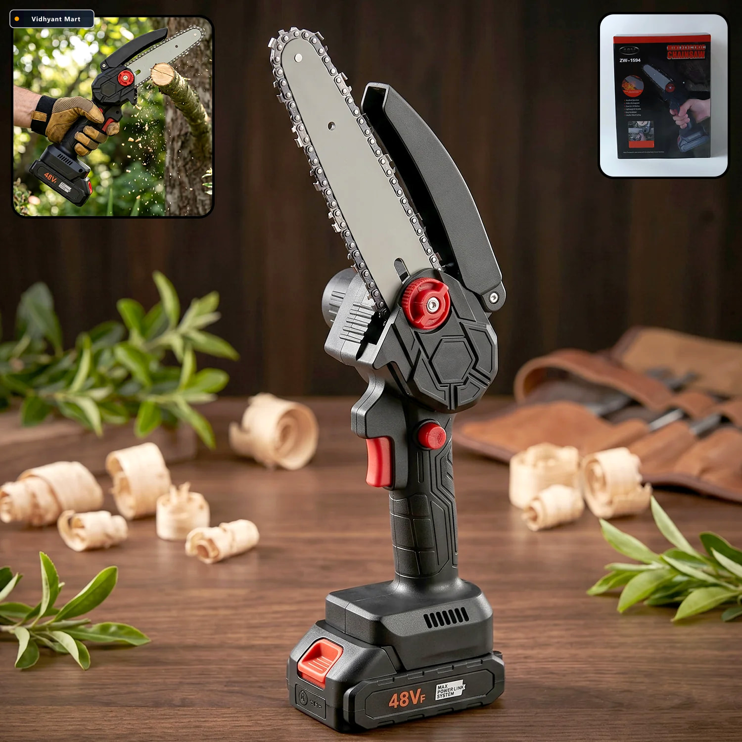 Vidhyant Mart Mini Cordless Electric Chainsaw Portable Powerful 1