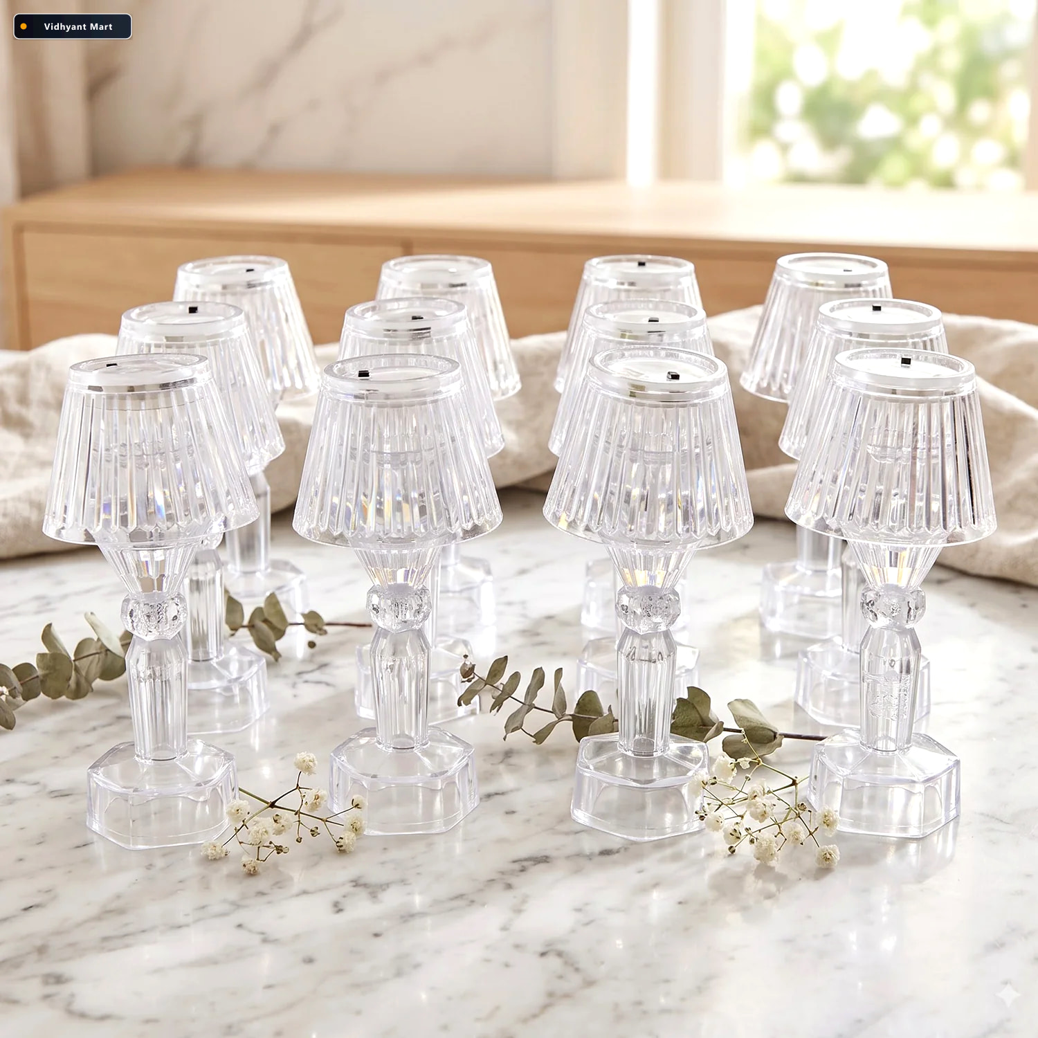 Vidhyant Mart Mini Crystal Style Led Table Lamp Set Warm Glow De 3