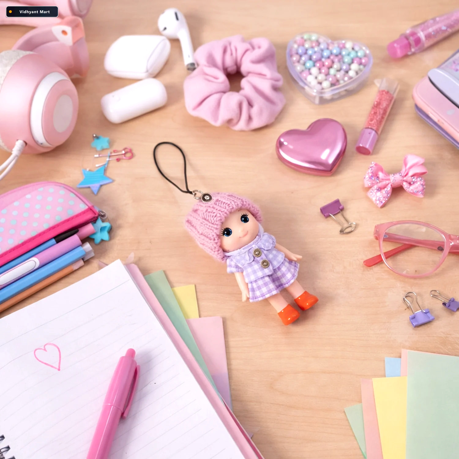 Vidhyant Mart Mini Doll Hanging Keychain Set 6 Cute Colorful Cha 2