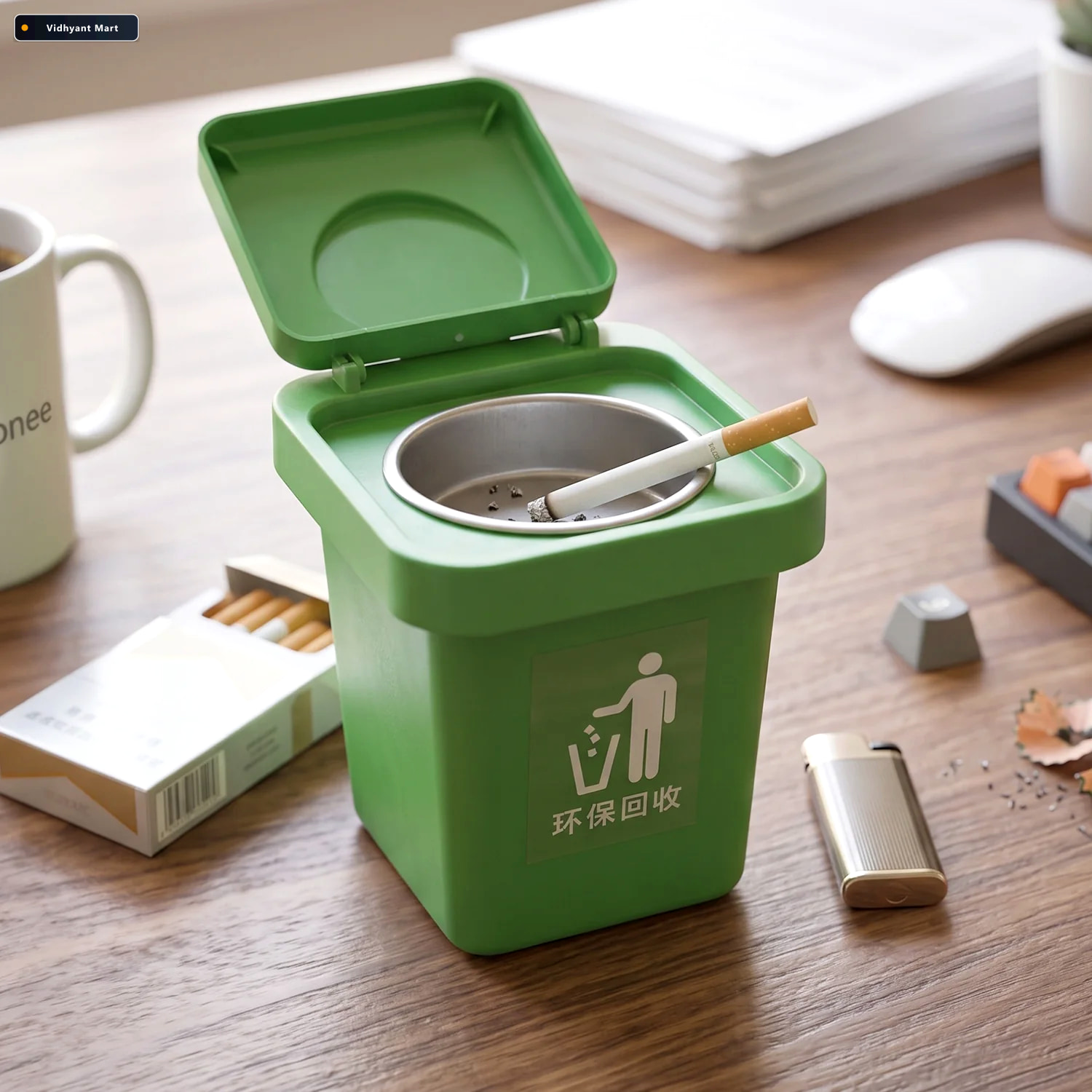 Vidhyant Mart Mini Dustbin Shape Ashtray Wall Mounted And Tablet 2