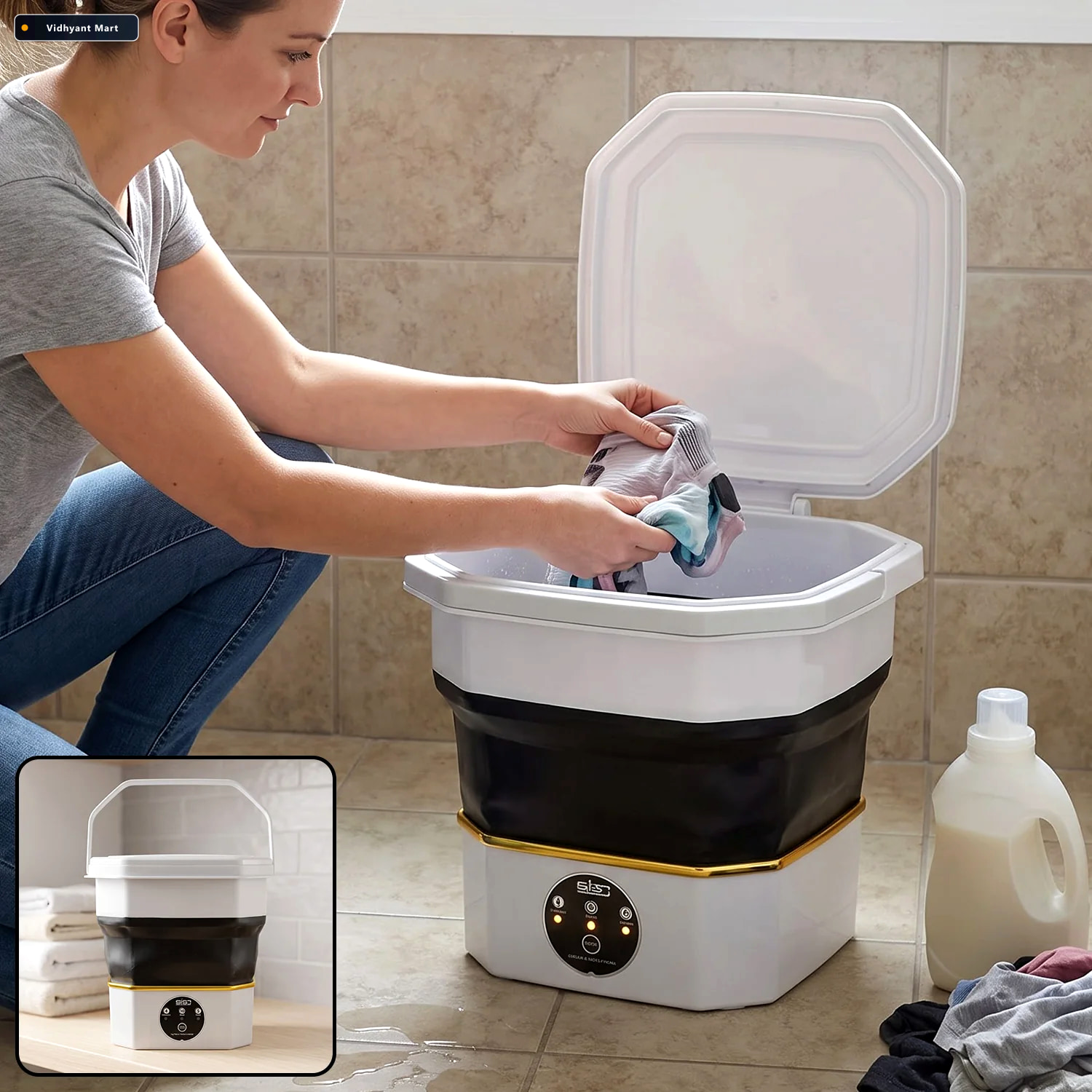 Vidhyant Mart Mini Electric Folding Washing Machine For Small Cl 2
