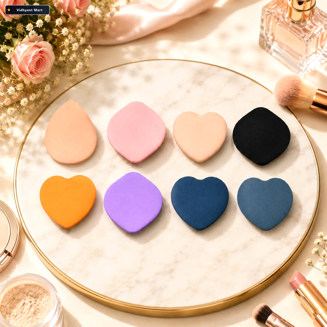 Vidhyant Mart Mini Finger Makeup Powder Puff Precise 8 Pcs Multi 2