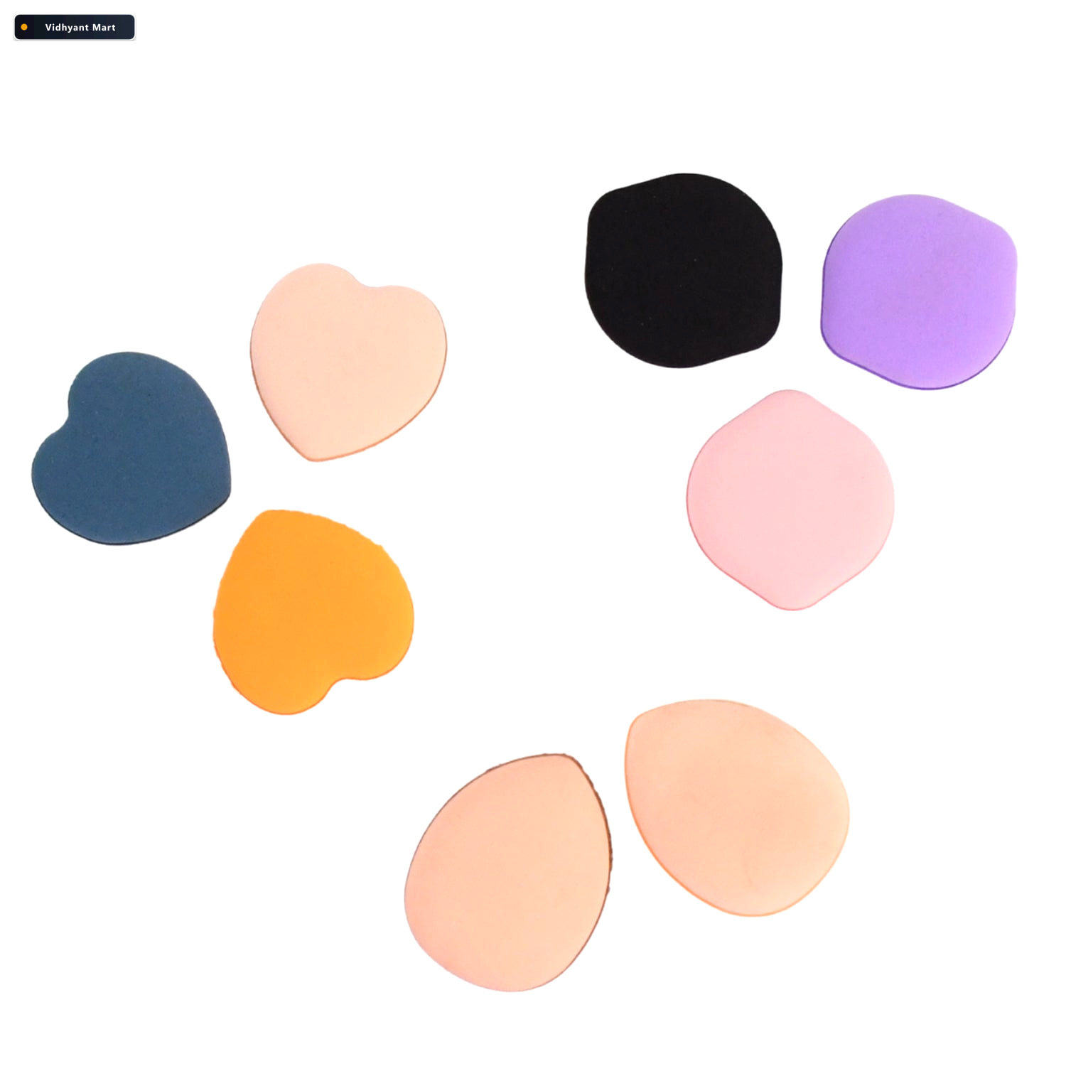 Vidhyant Mart Mini Finger Makeup Powder Puff Precise 8 Pcs Multi 3