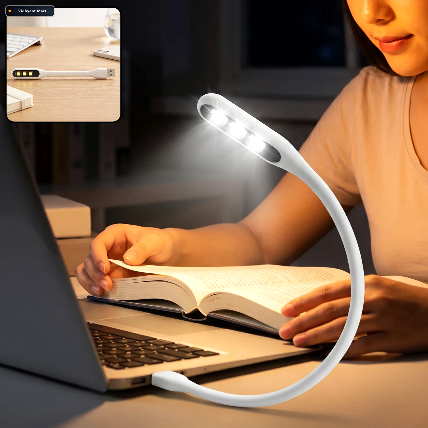 Vidhyant Mart Mini Flexible Usb Led Light Gooseneck Reading Lamp 1