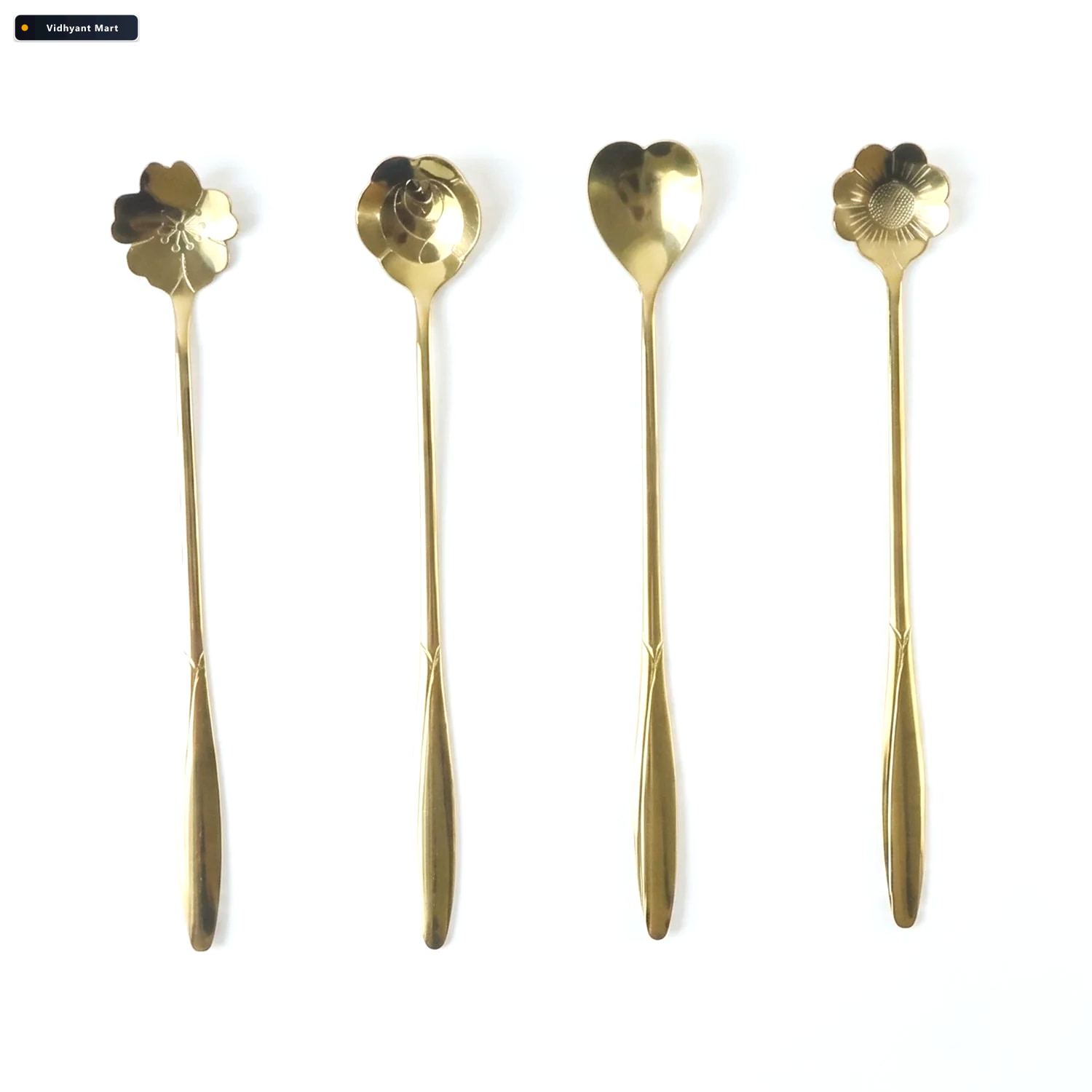 Vidhyant Mart Mini Golden Serving Spoon Set Elegant Stainless St 3
