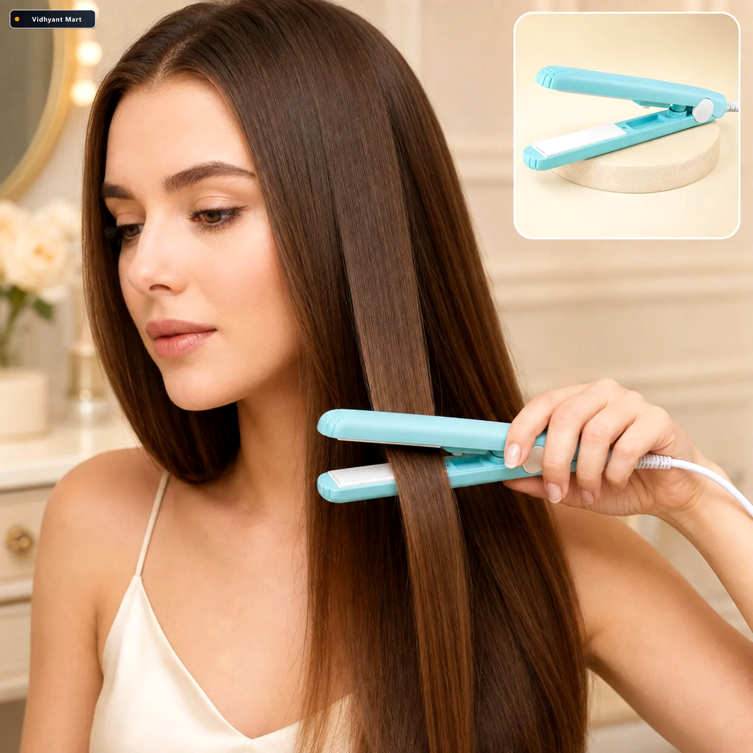 Vidhyant Mart Mini Hair Styler Ceramic Straightener Curler Velve 1