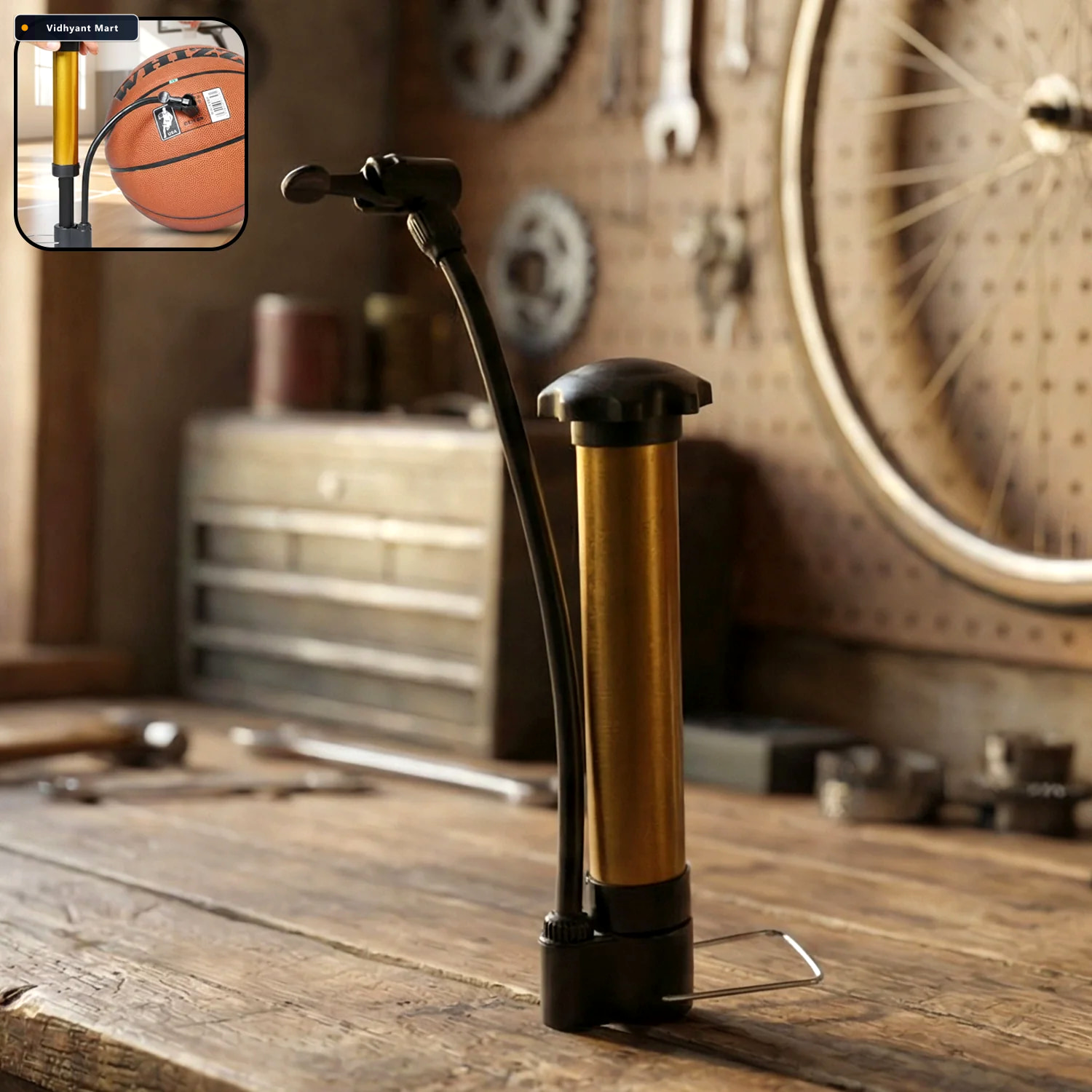 Vidhyant Mart Mini Hand Air Pump Portable Metal Ball Inflator Fi 1