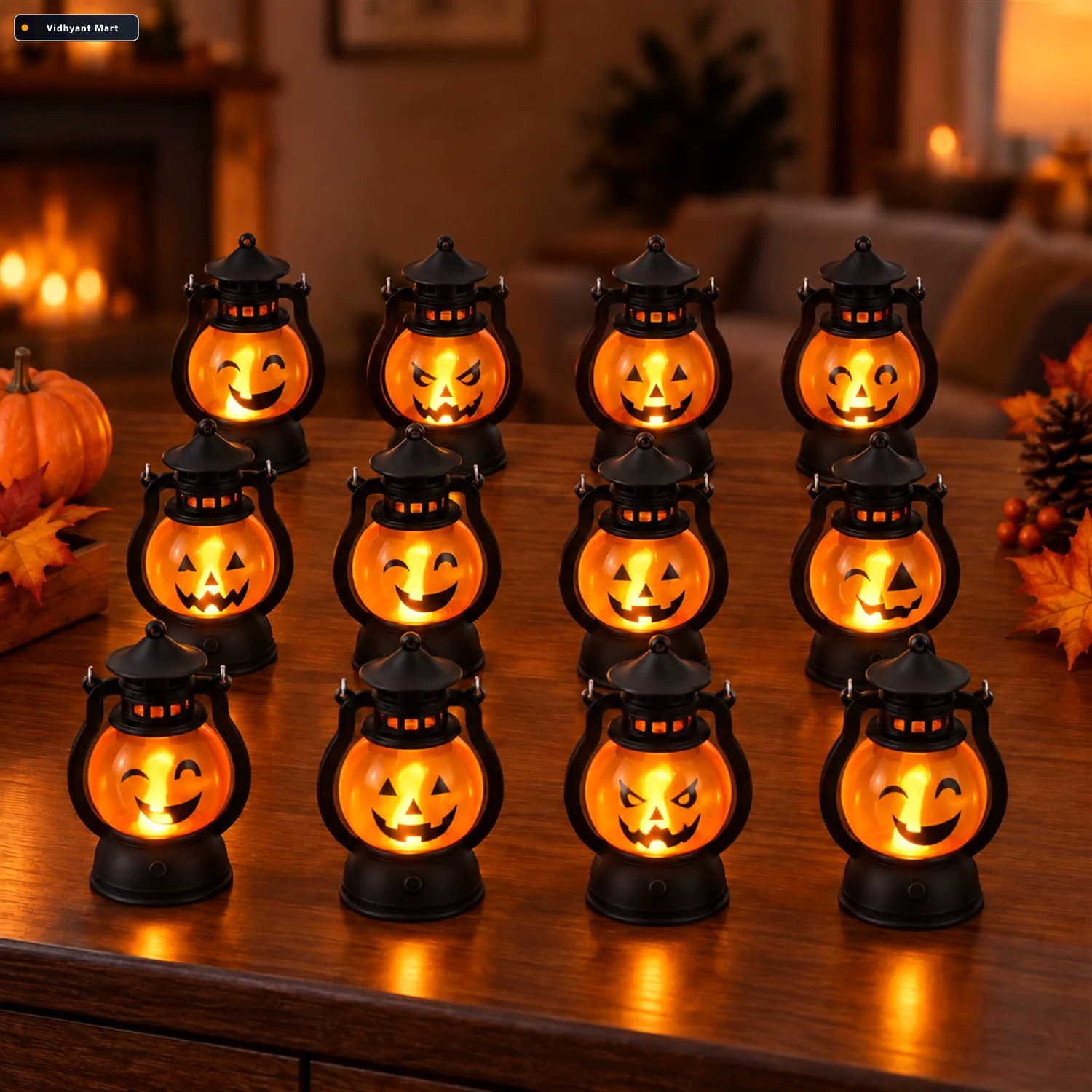 Vidhyant Mart Mini Hanging Pumpkin Led Lantern Candles For Festi 1