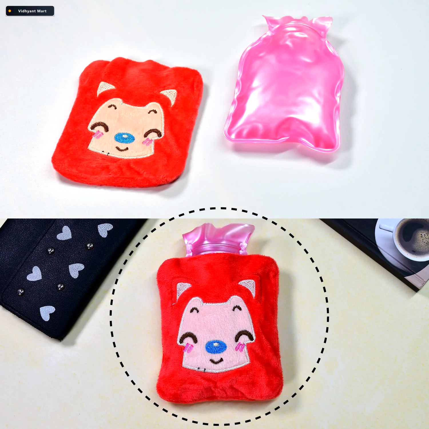 Vidhyant Mart Mini Hot Water Bag Cute Cat Design For Pain Relief 2