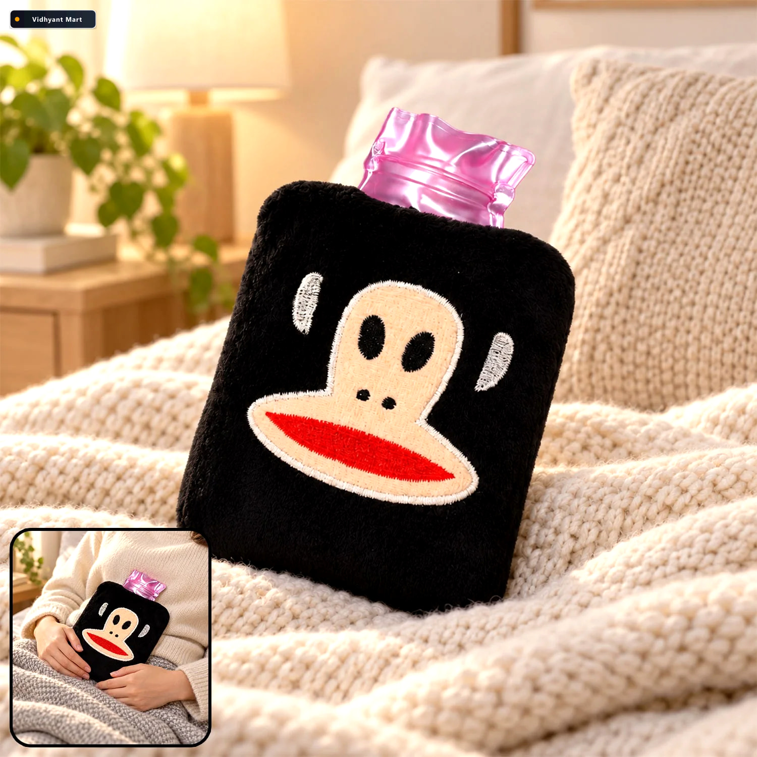 Vidhyant Mart Mini Hot Water Bag Emoji Cover For Pain Relief Vel 1