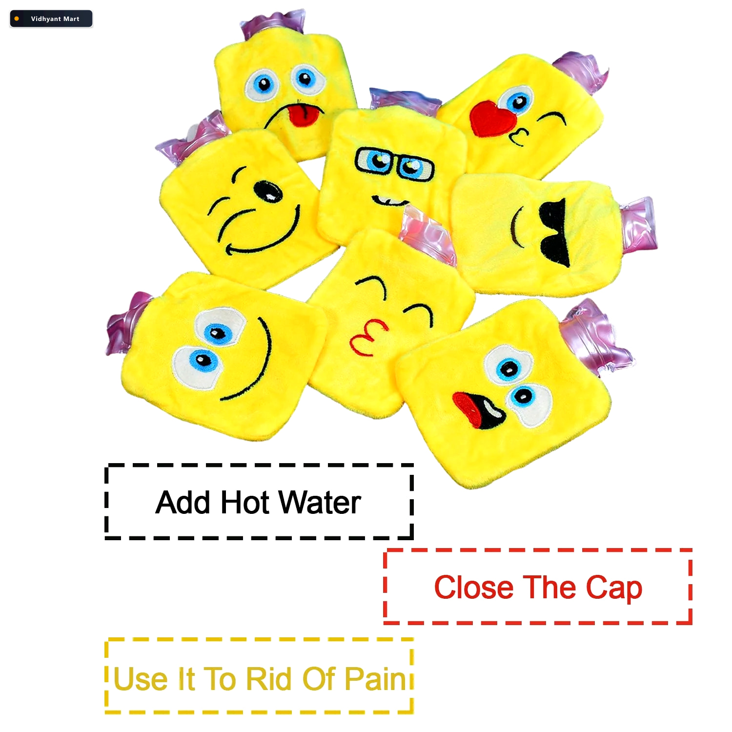 Vidhyant Mart Mini Hot Water Bag Emoji Relief For Pain Cramps Ve 3