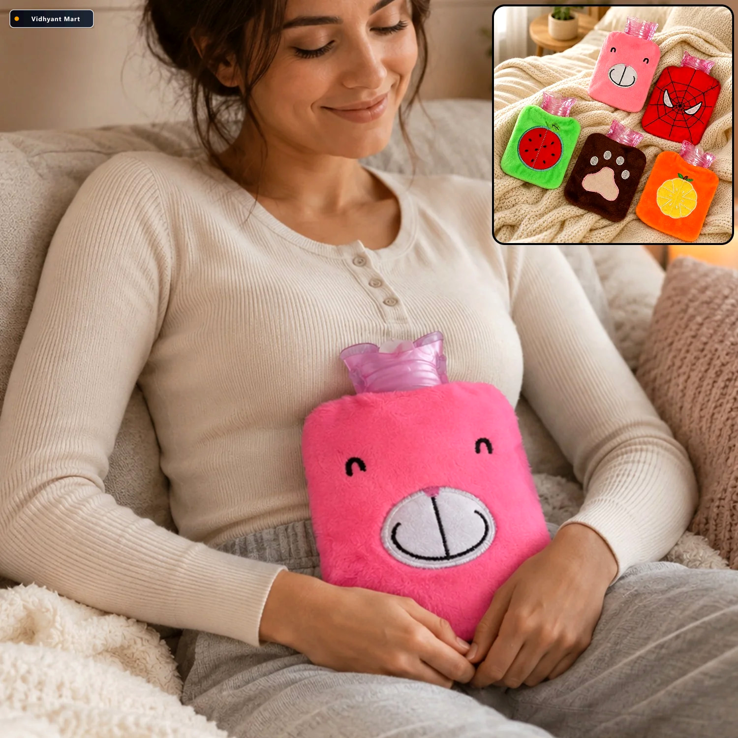 Vidhyant Mart Mini Hot Water Bag Pain Relief Relaxation Velvet W 1