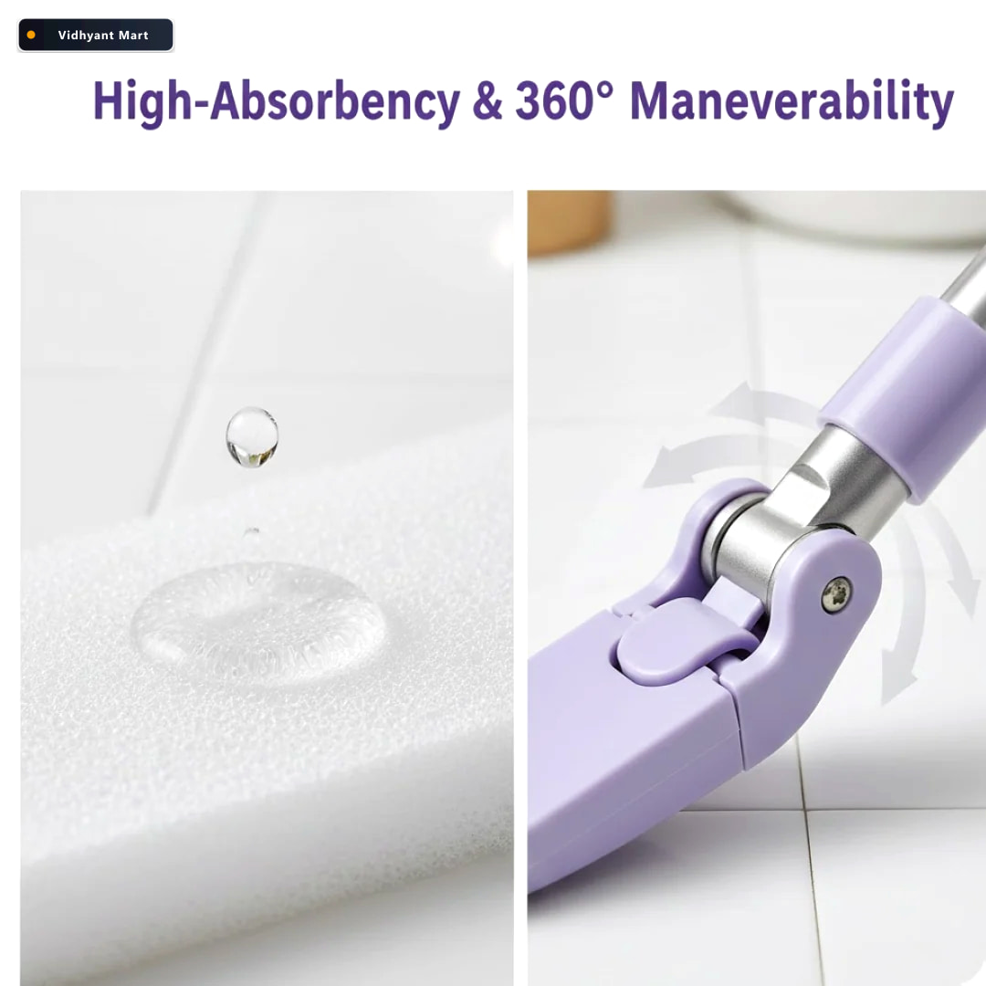 Vidhyant Mart Mini Mop With Automatic Cloth Change Push Pull Han 4