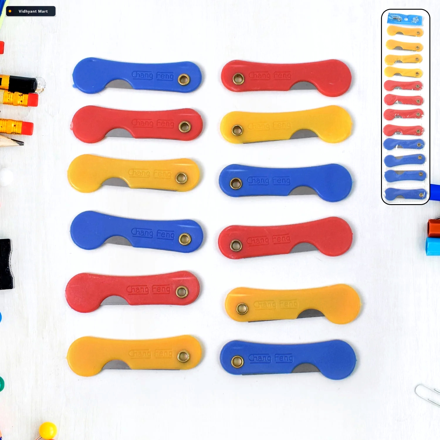 Vidhyant Mart Mini Paper Cutter Knife Multicolour 12 Pack Cutnov 1