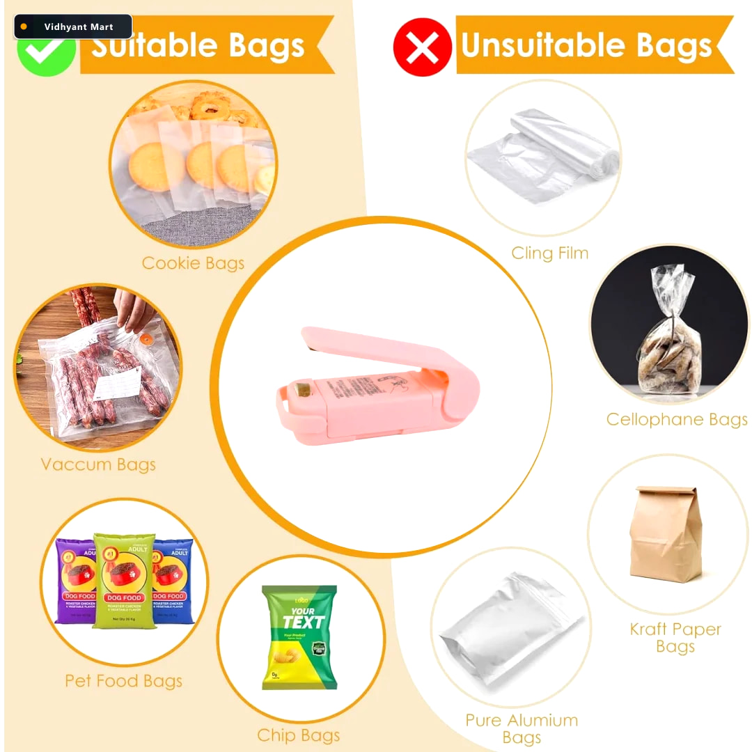 Vidhyant Mart Mini Plastic Bag Sealer For Airtight Food Freshnes 4