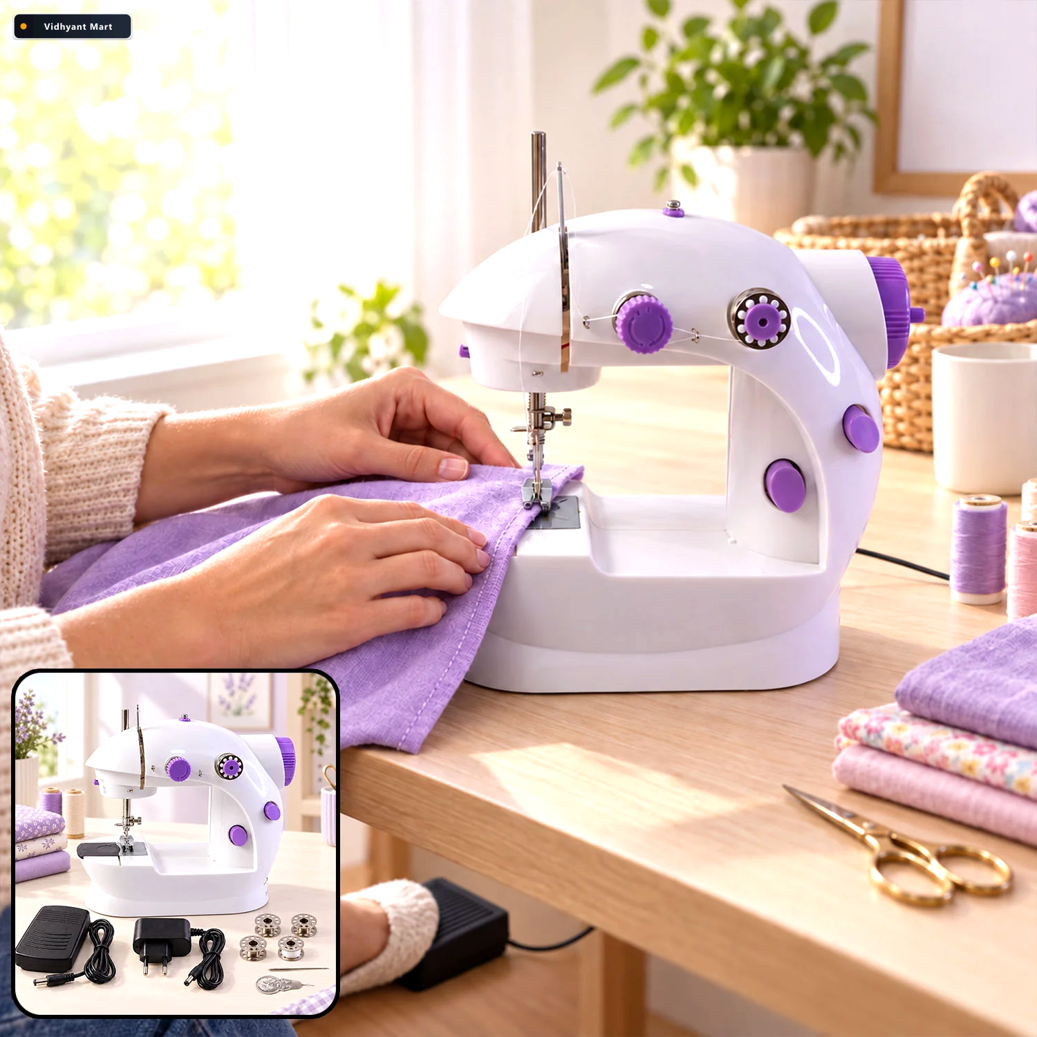 Vidhyant Mart Mini Sewing Machine Portable Stitching Tool Xcelcr 1
