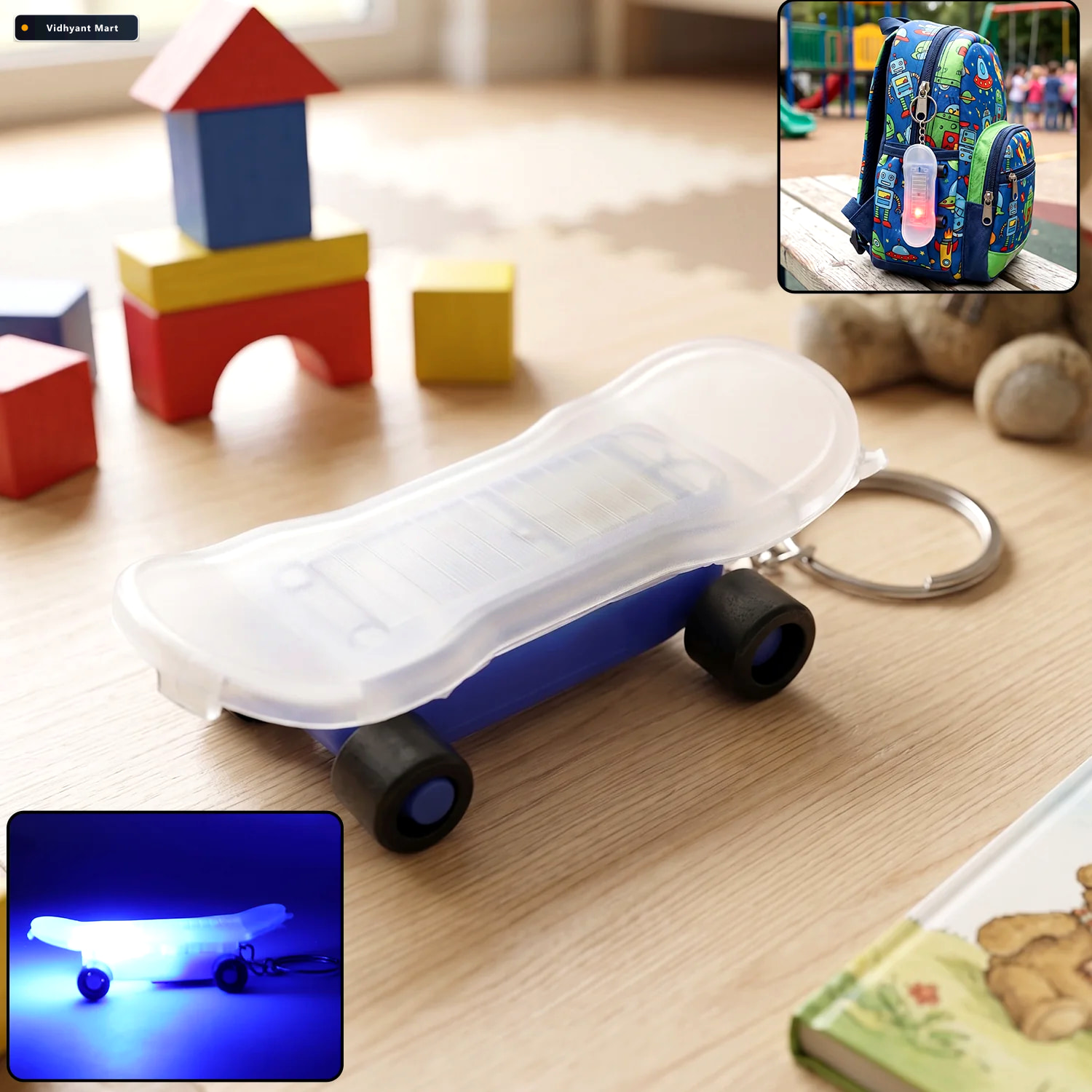 Vidhyant Mart Mini Skateboard Led Keychain Light Up Fun Accessor 2