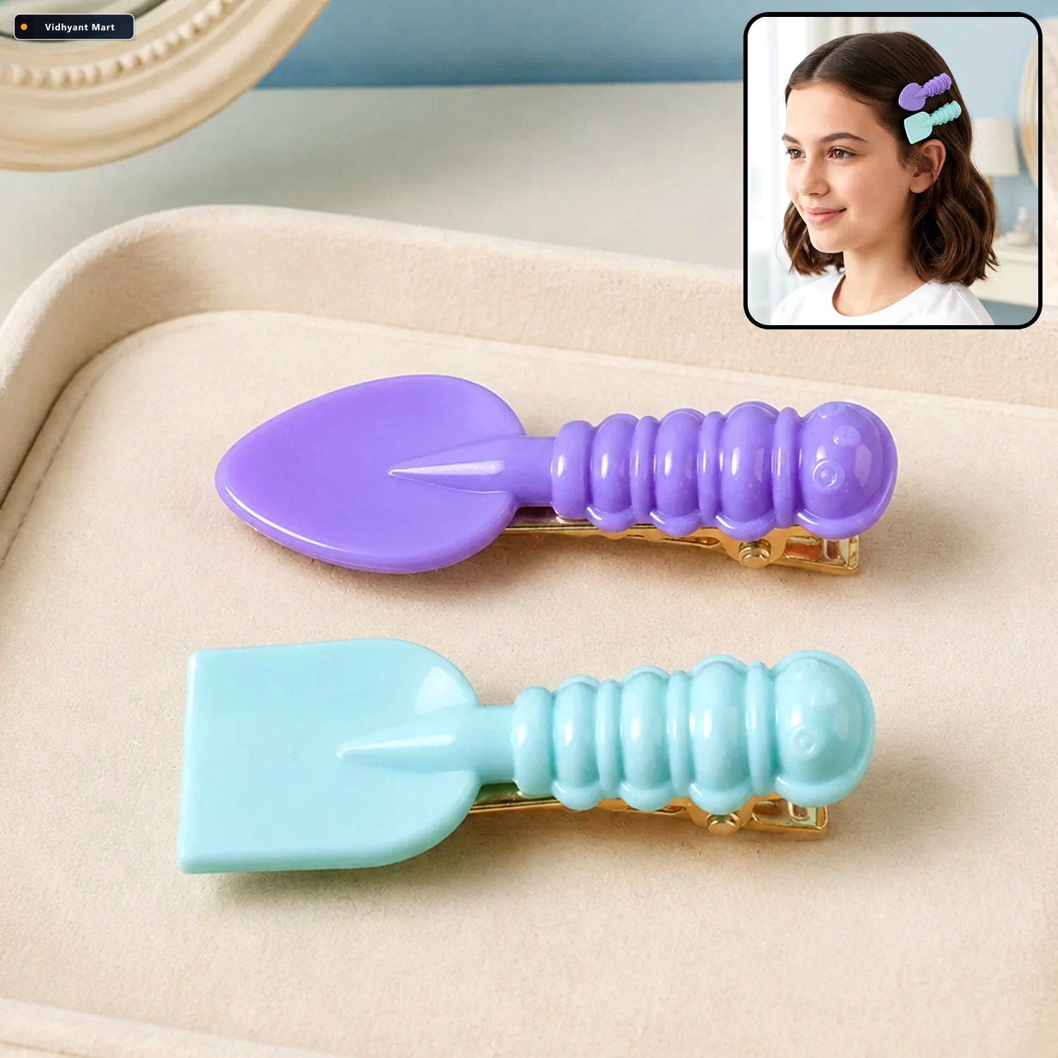 Vidhyant Mart Mini Spade Leaf Hair Clips Lightweight 2 Piece Set 1