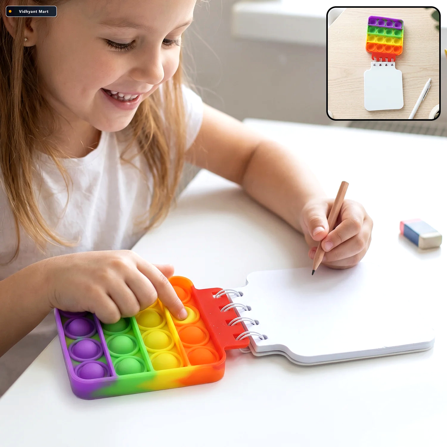 Vidhyant Mart Mini Square Pop It Diary Fidget Notebook For Kids 1