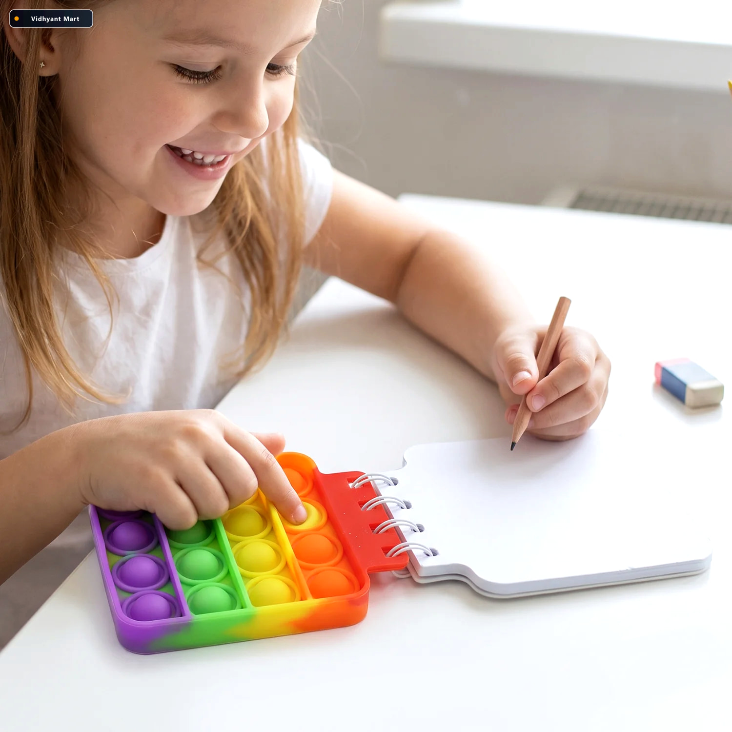 Vidhyant Mart Mini Square Pop It Diary Fidget Notebook For Kids 2