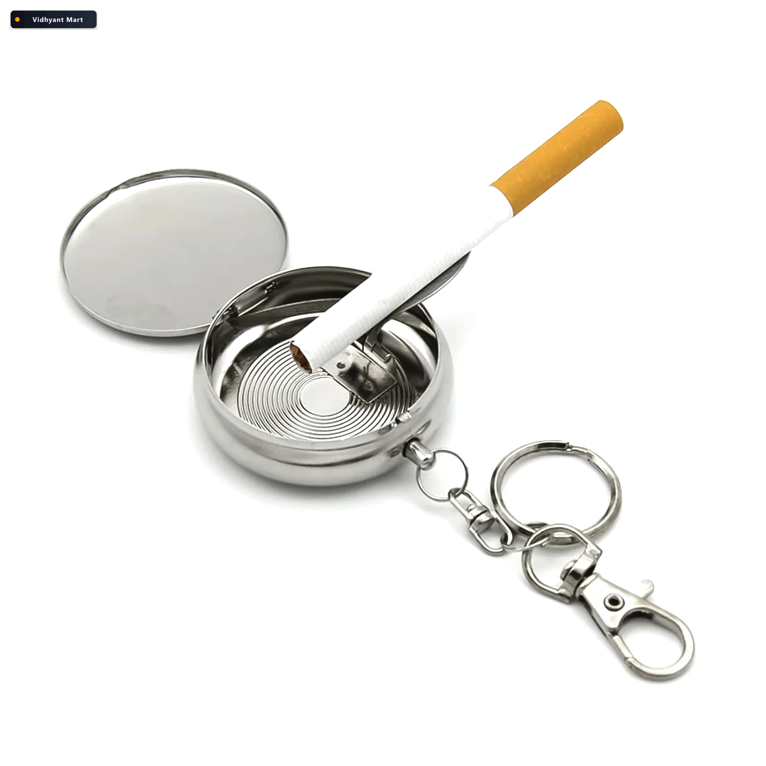 Vidhyant Mart Mini Stainless Steel Ashtray Portable With Secure 4